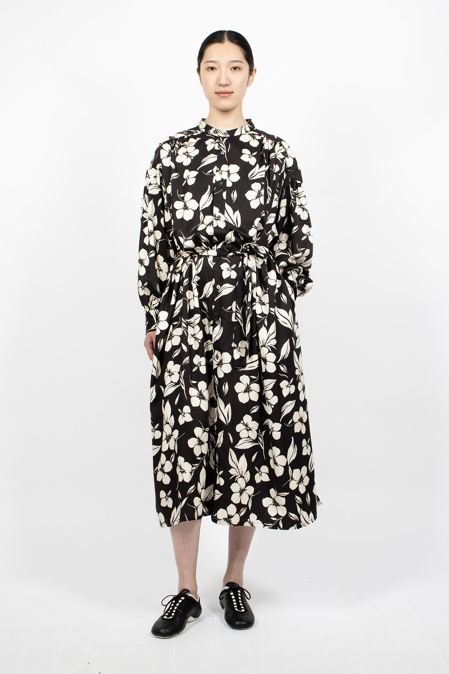 Banded Painter Dress Black/Natural Floral