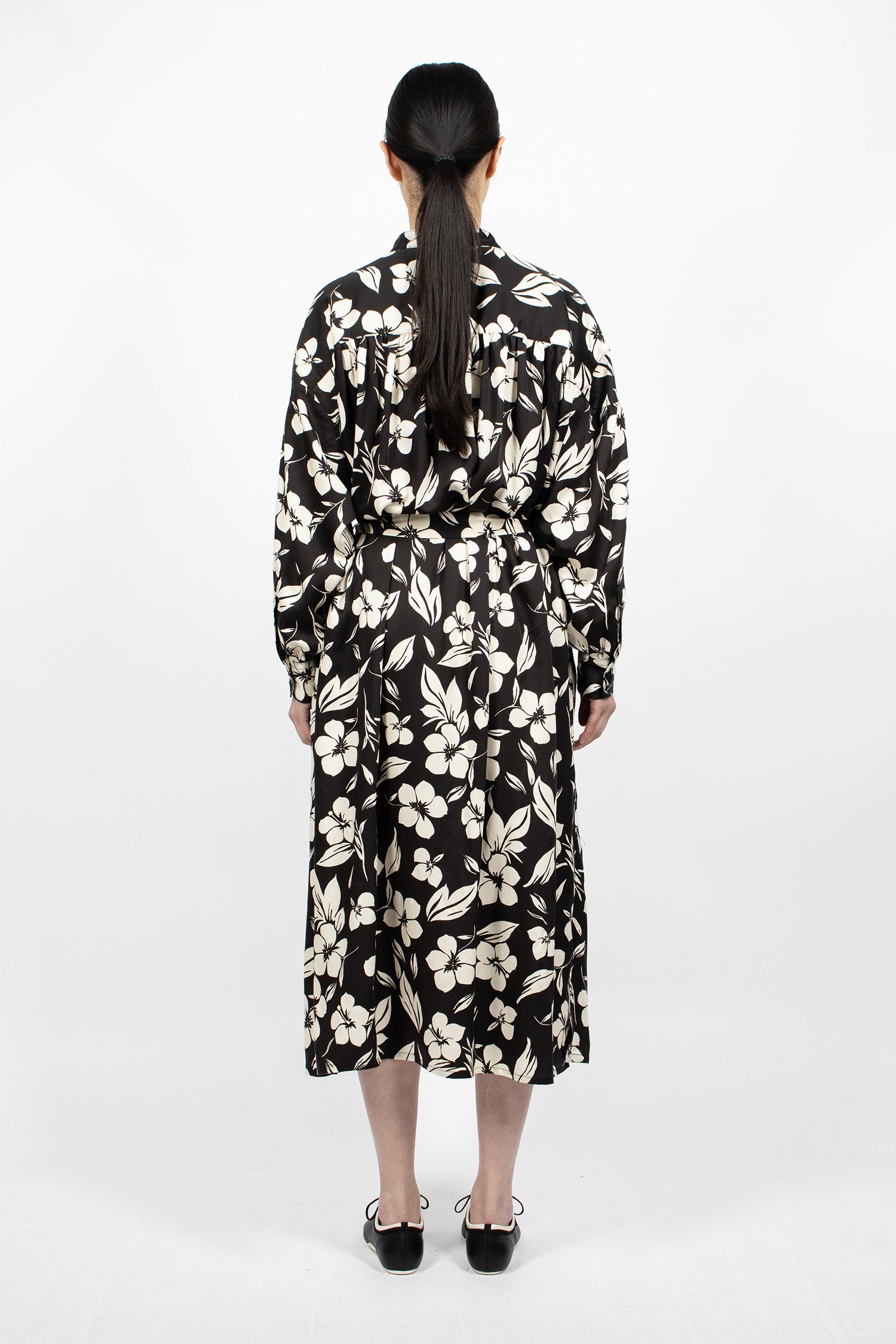 Banded Painter Dress Black/Natural Floral