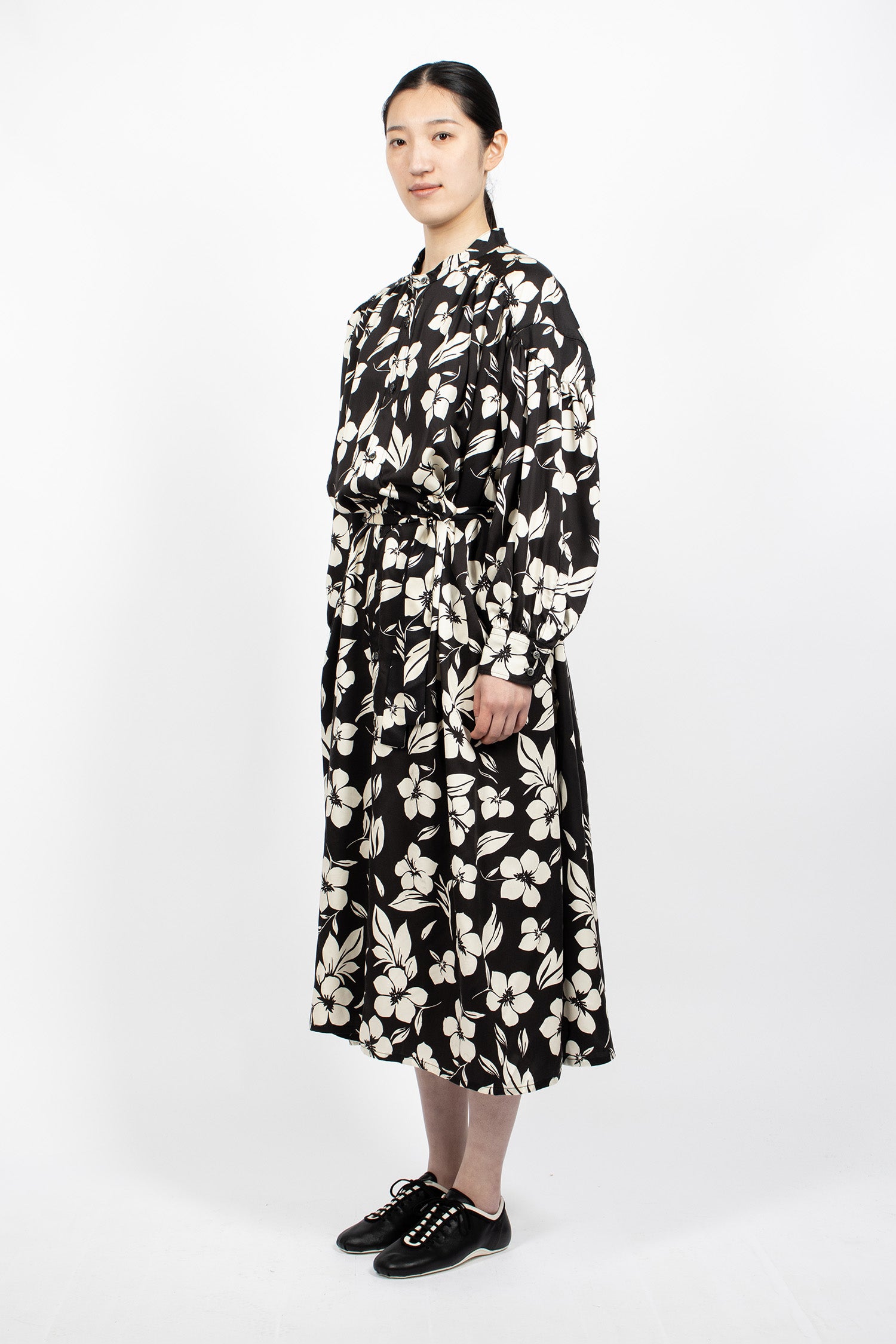 Banded Painter Dress Black/Natural Floral