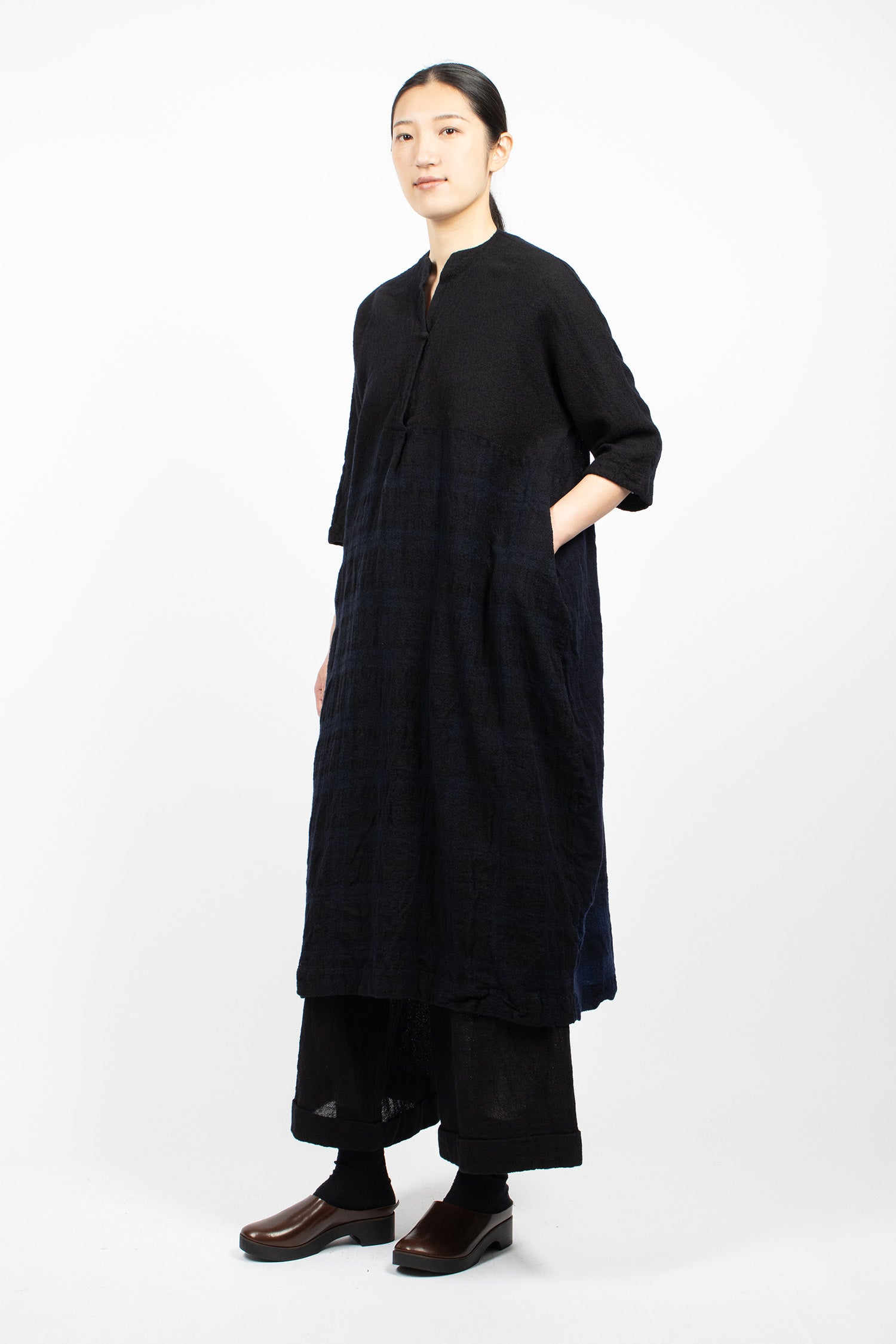 20.07.06 Washed Wool Dress Blue/Black