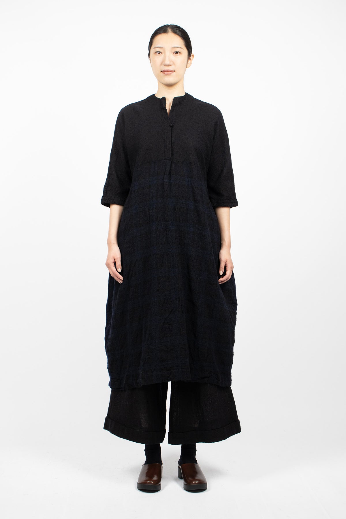 20.07.06 Washed Wool Dress Blue/Black