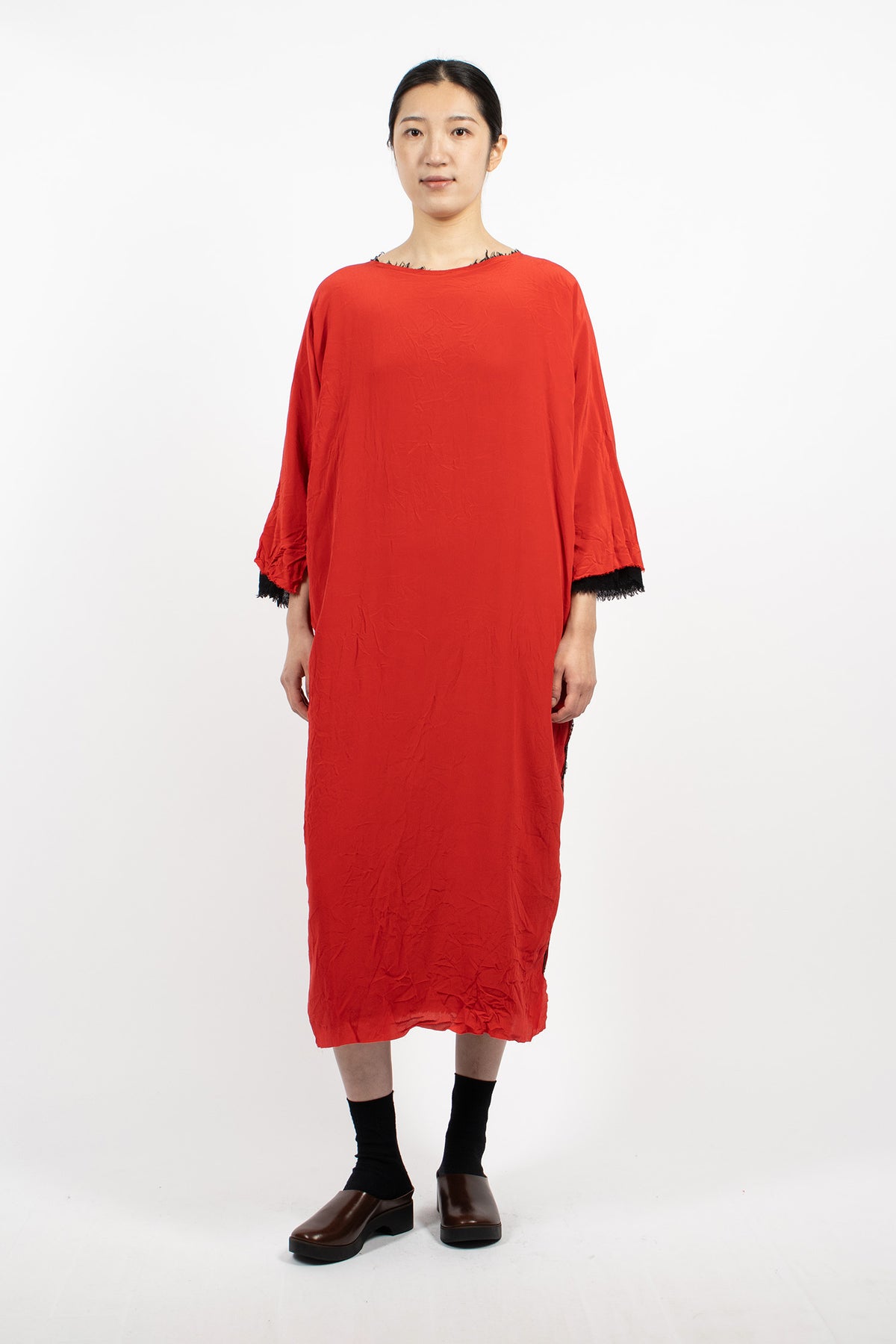 Round Neck Layered Reversible Dress Black/Red