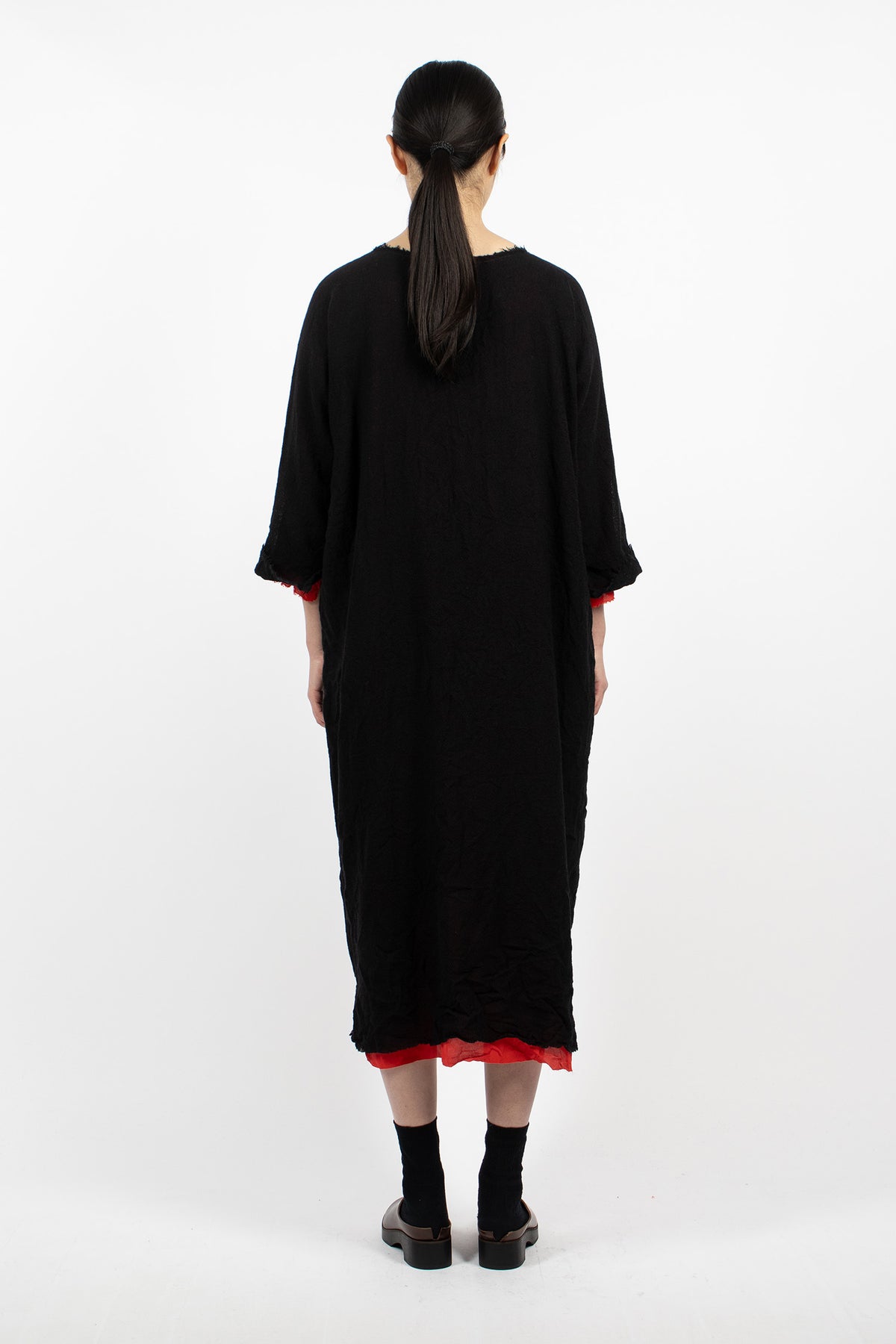 Round Neck Layered Reversible Dress Black/Red