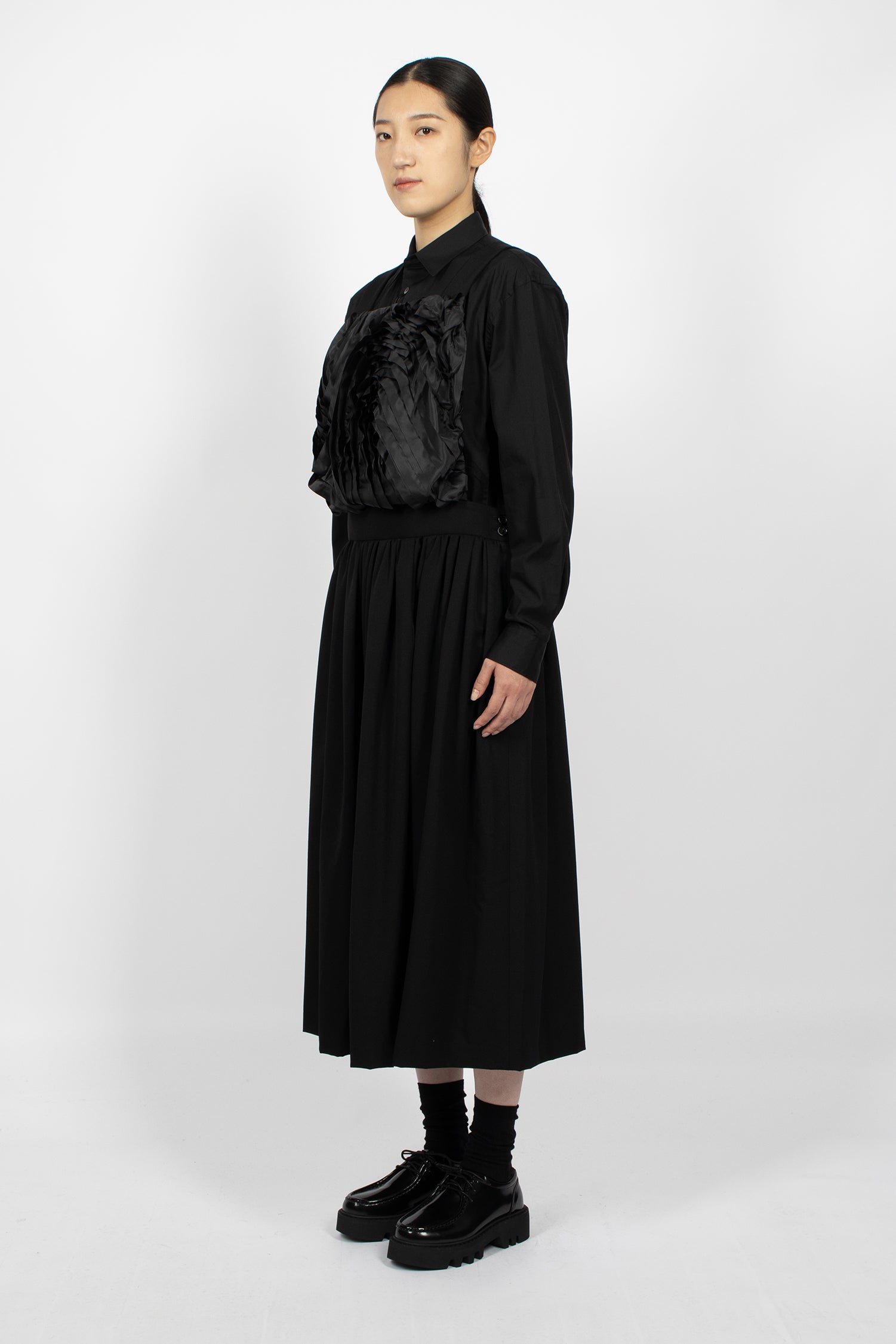Ruffled Pinafore Dress Black