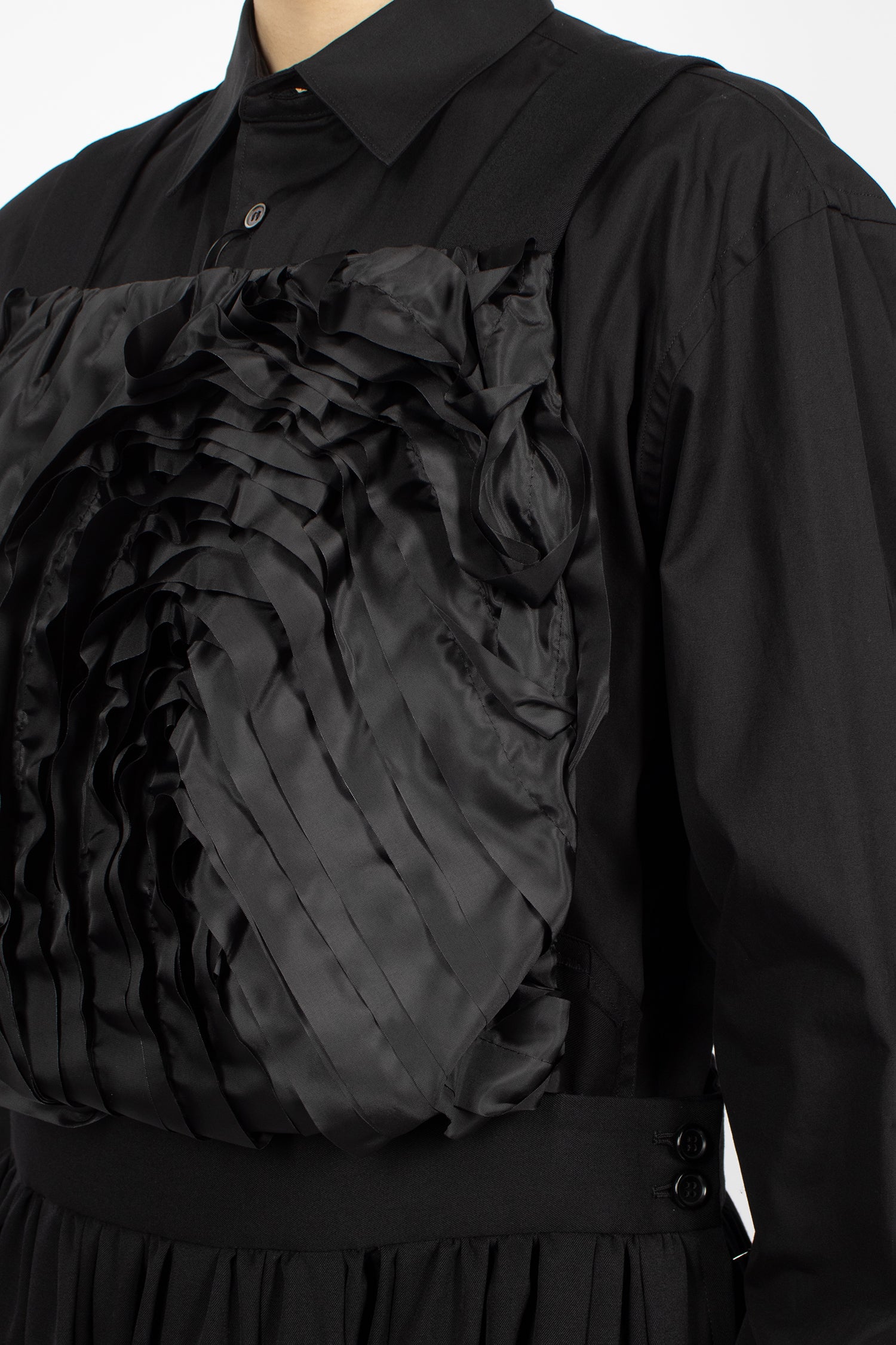 Ruffled Pinafore Dress Black