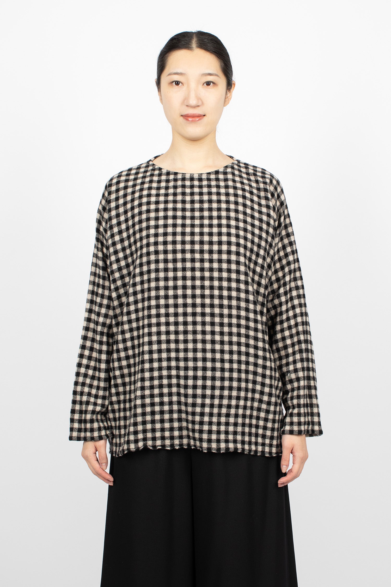 Washed Wool Shirt Natural/Black Check