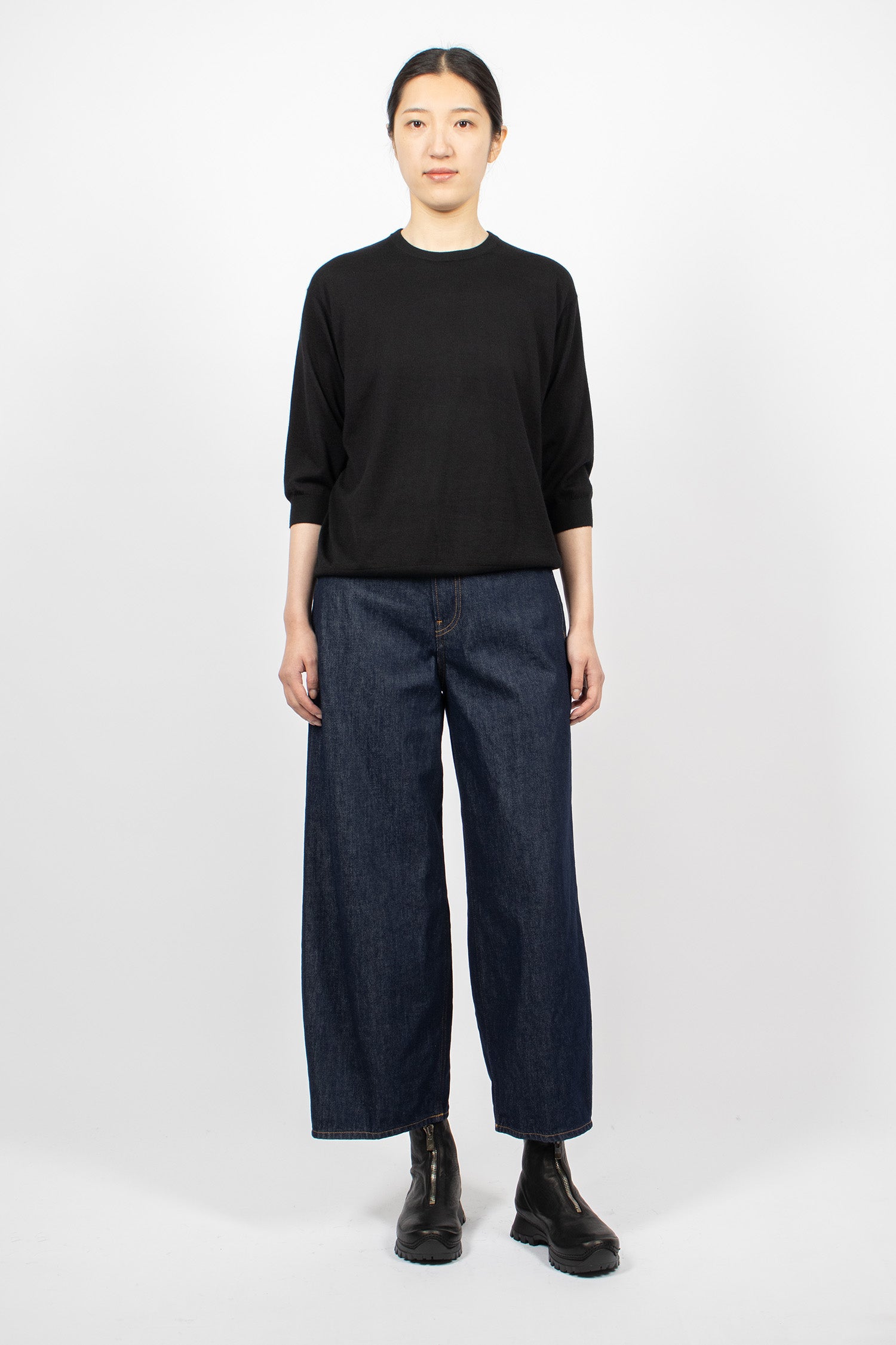 Cropped Roomy Jeans Rinsed Raw