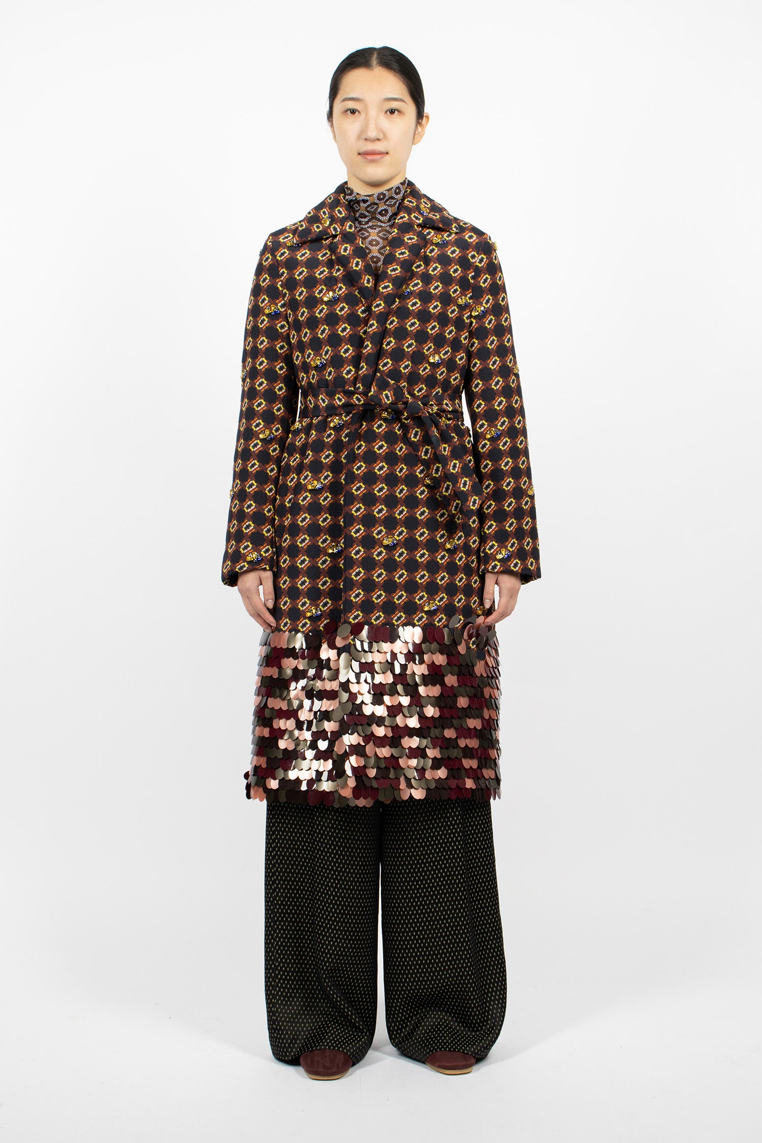 Embellished Padded Coat Navy