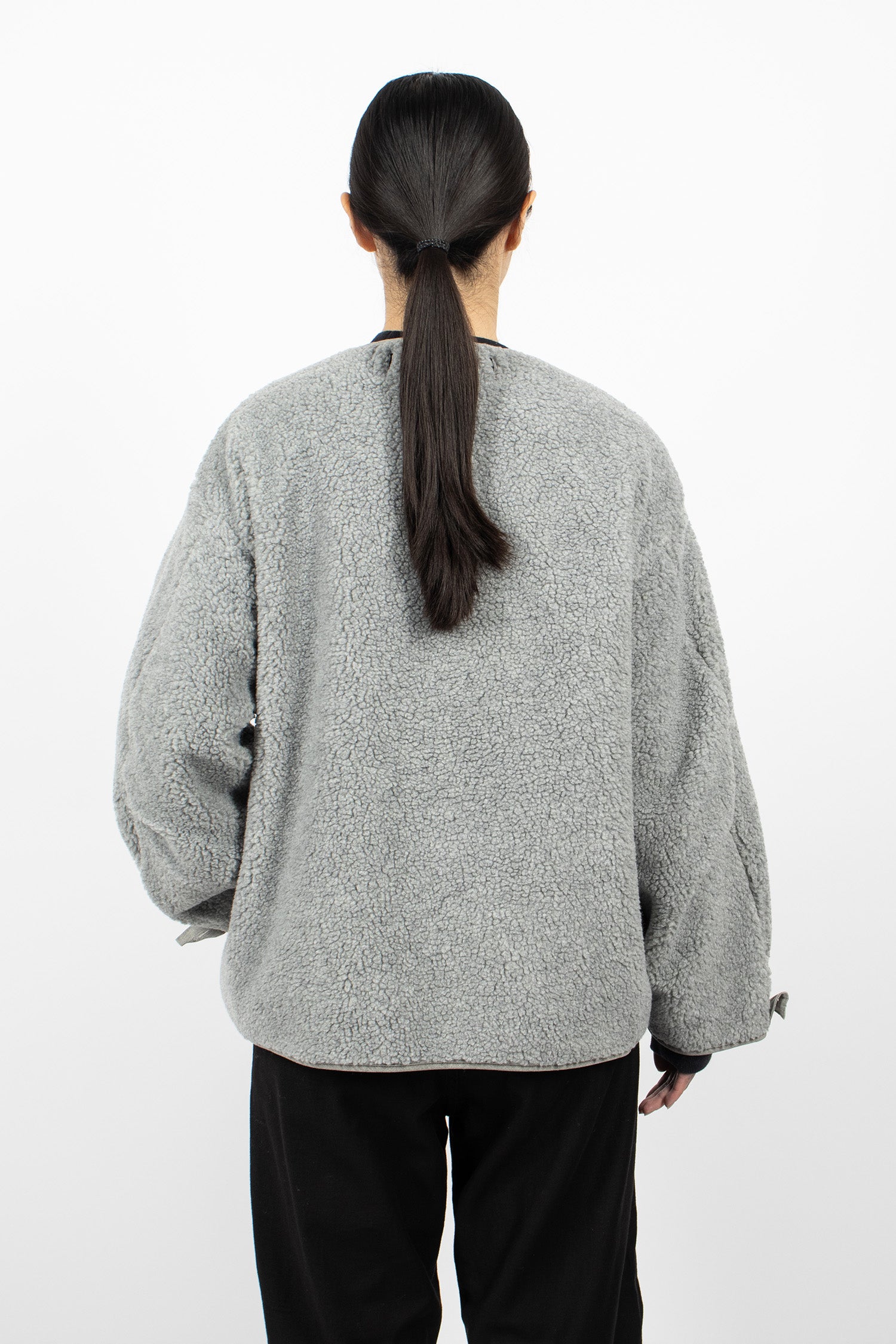 Shell-Trimmed Fleece Coat Liner Light Grey