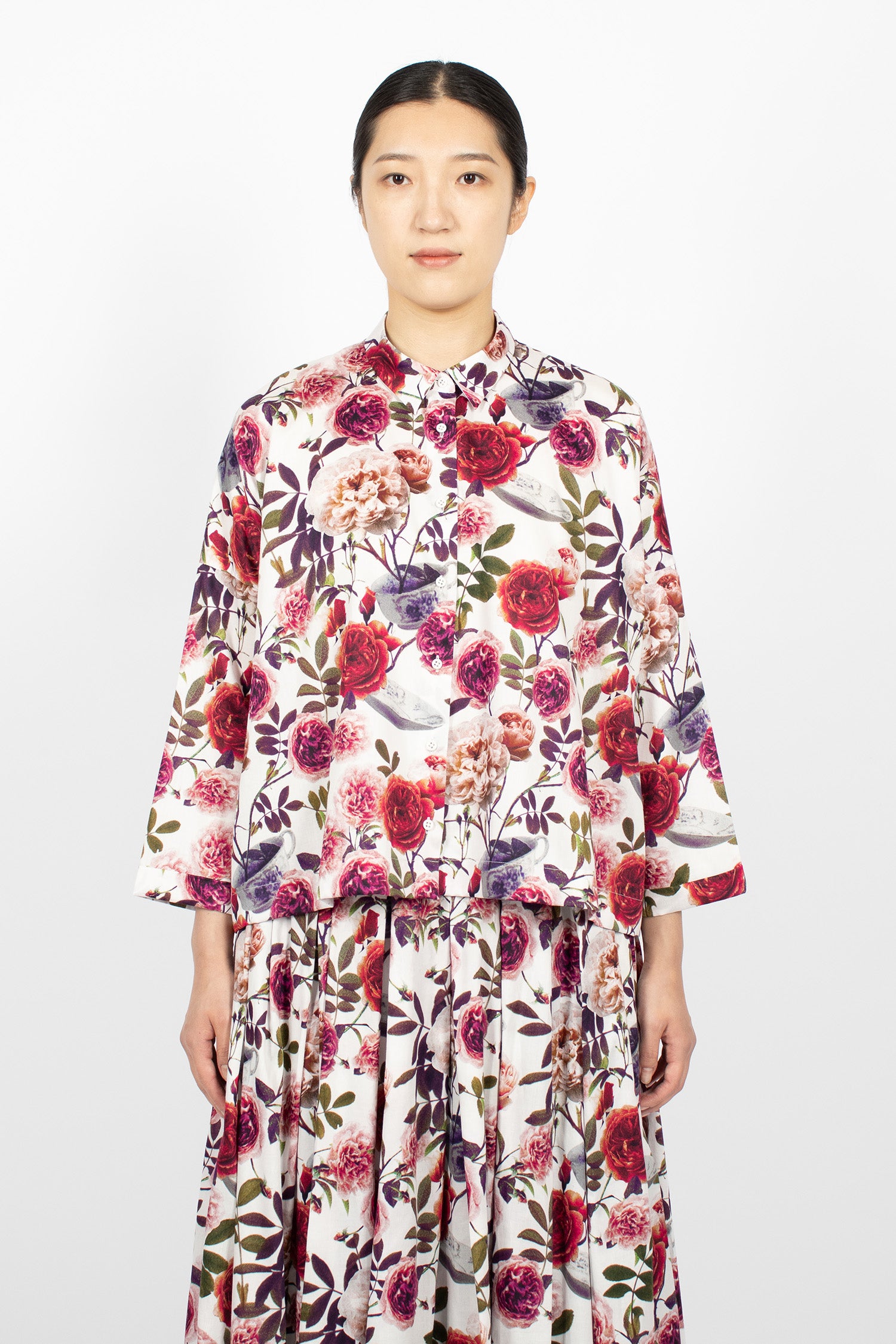 Brigitte Shirt Roses/White