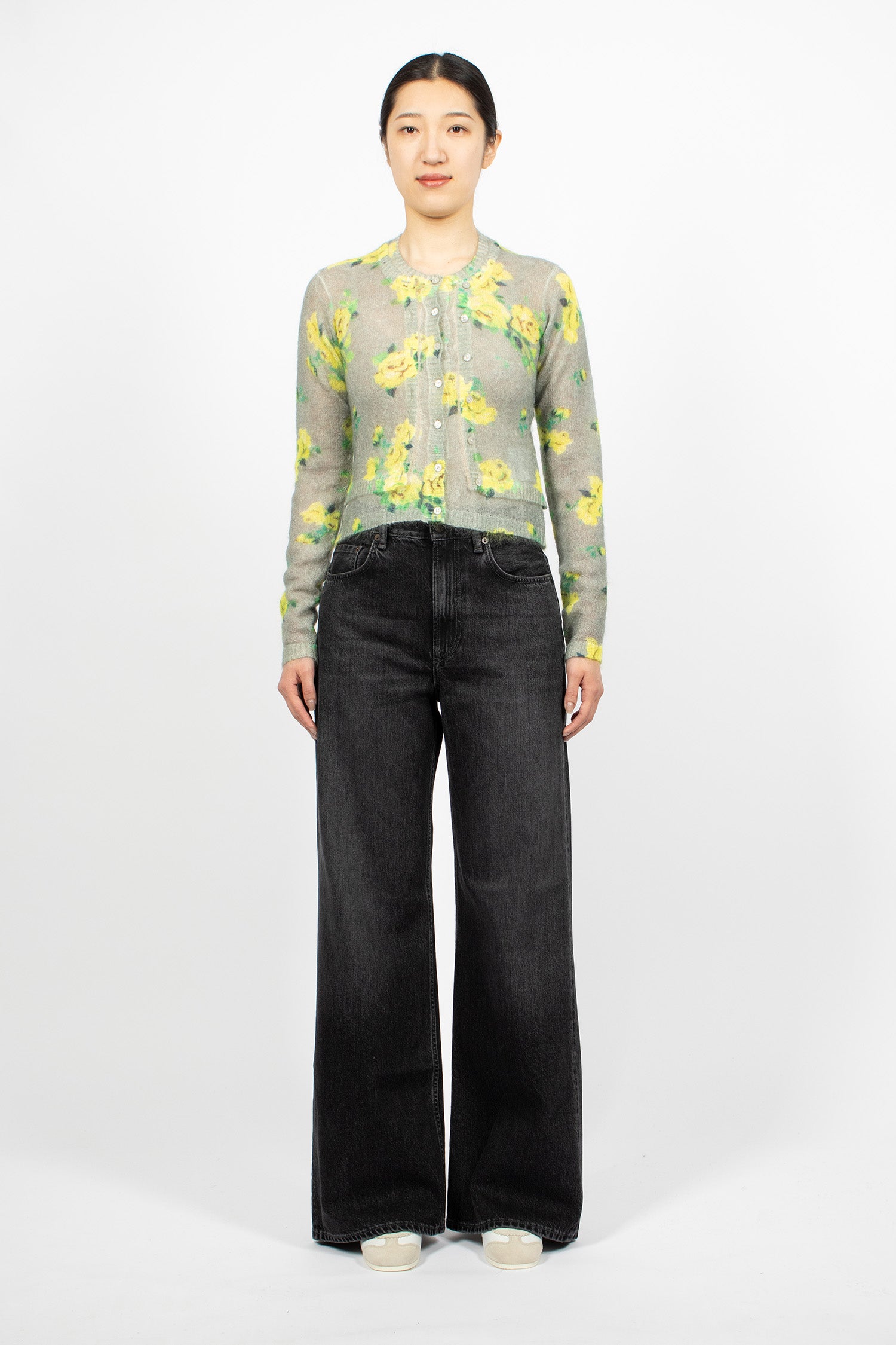 Layered Mohair Cardigan Grey/Multi