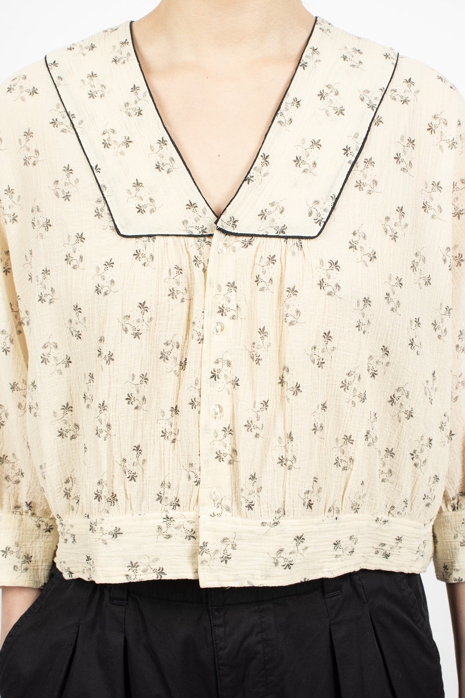 Piping Bolero Blouse Natural