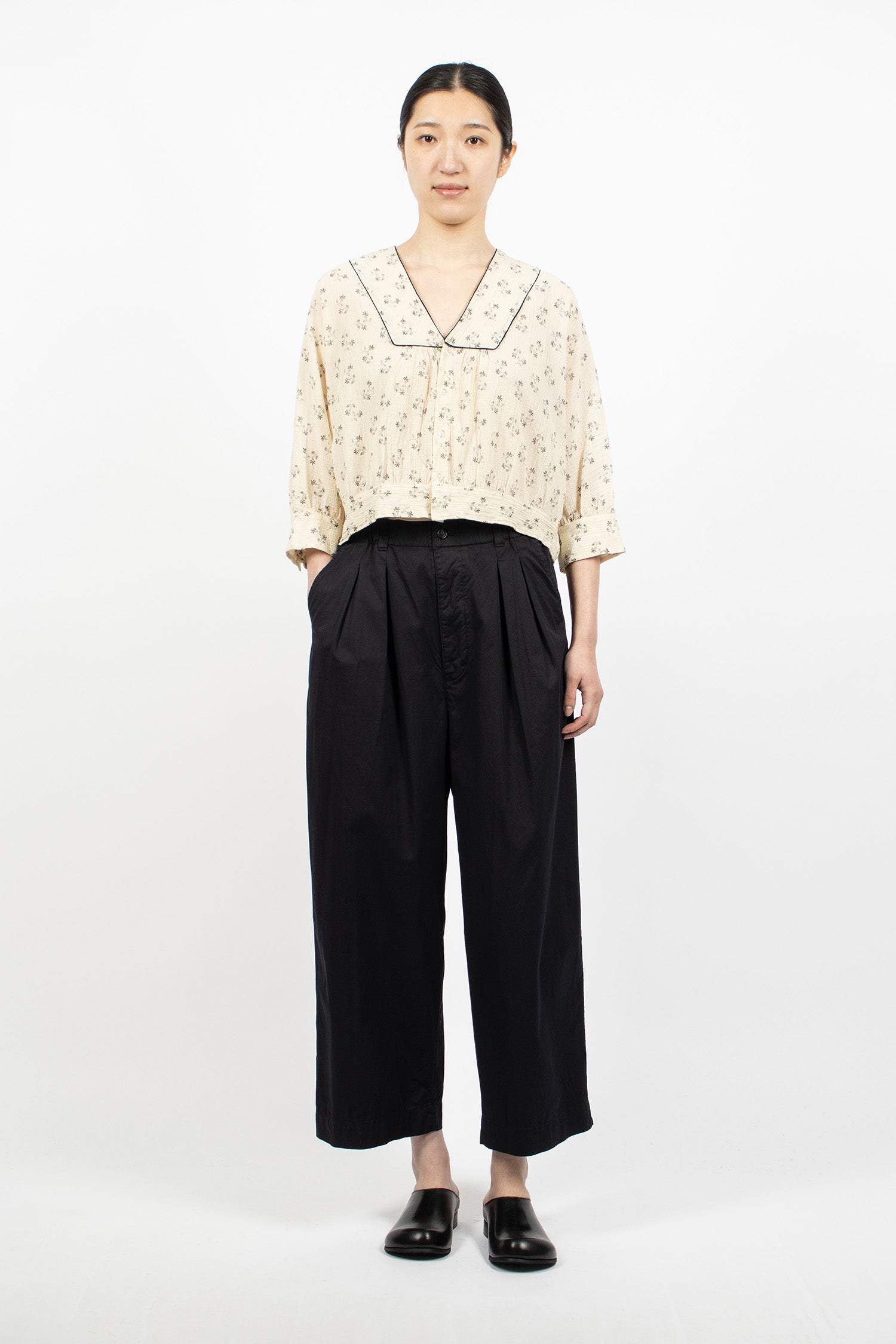 Piping Bolero Blouse Natural