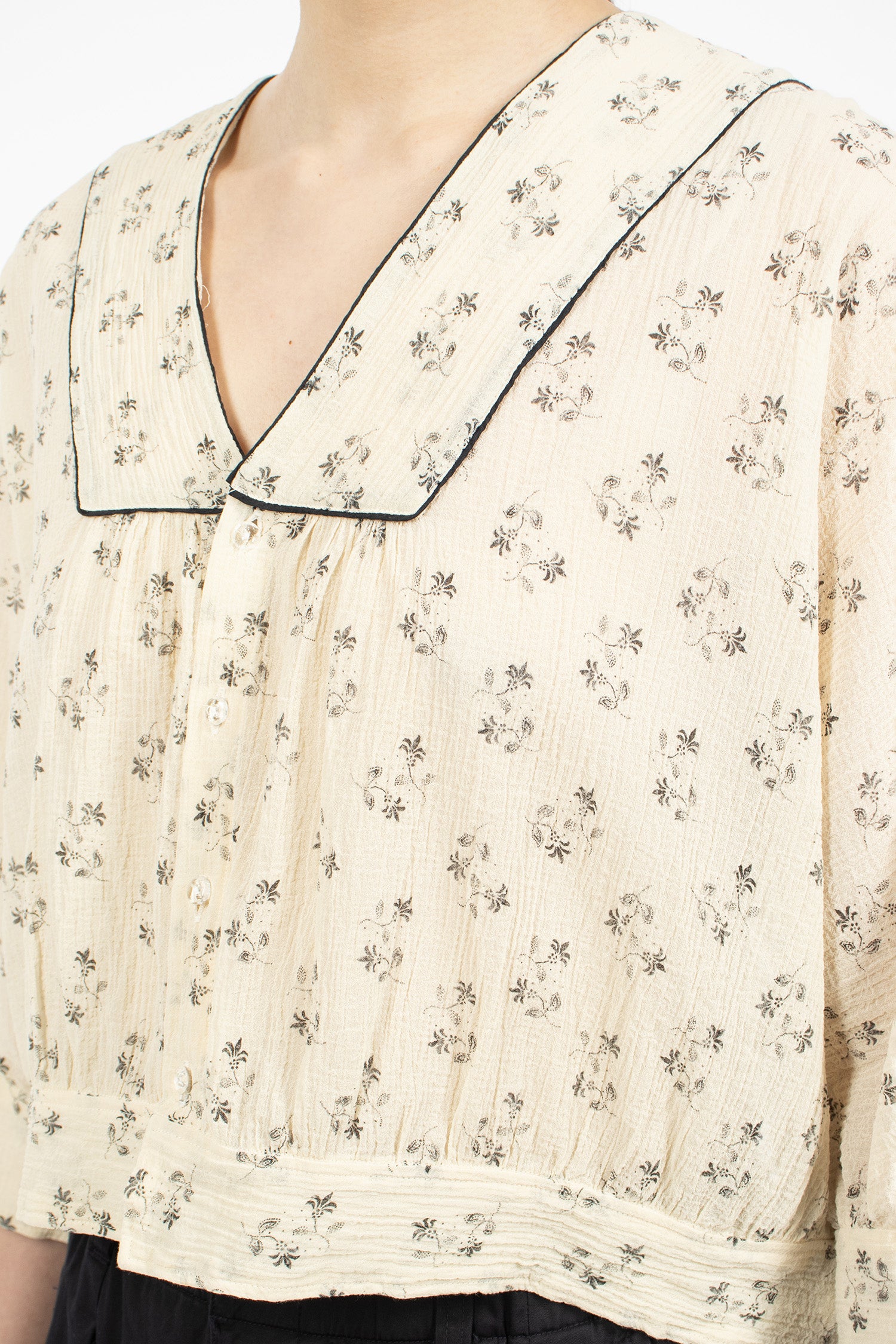 Piping Bolero Blouse Natural