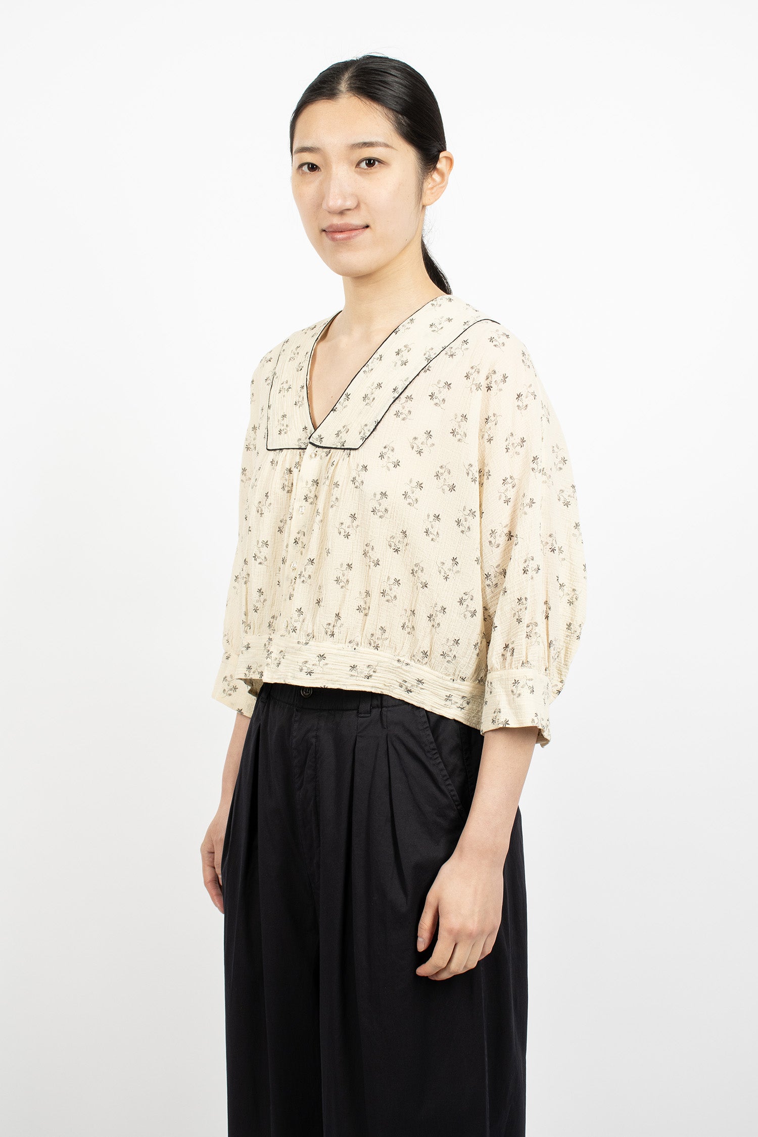 Piping Bolero Blouse Natural