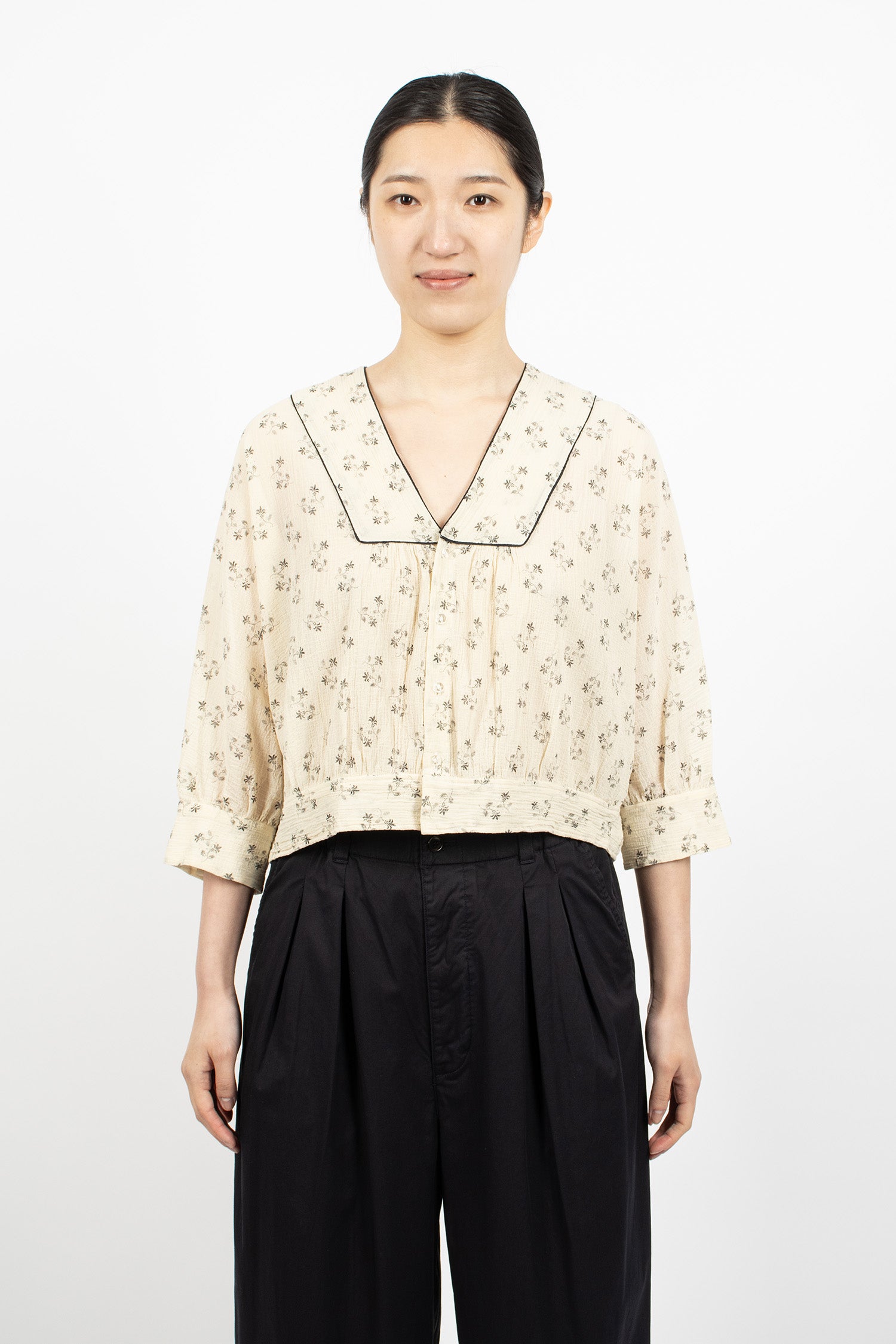 Piping Bolero Blouse Natural