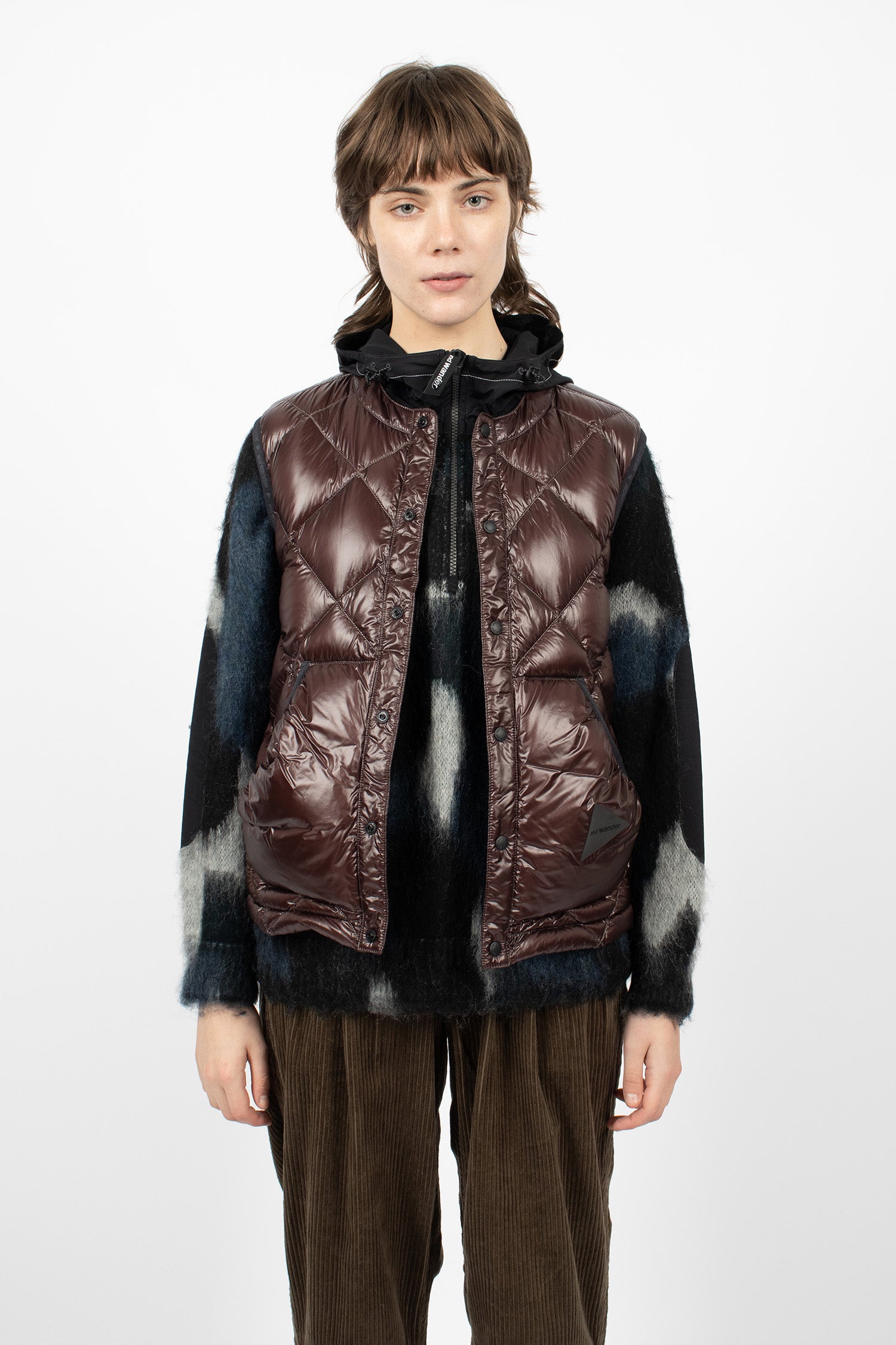 Diamond Stitch Down Vest Dark Brown