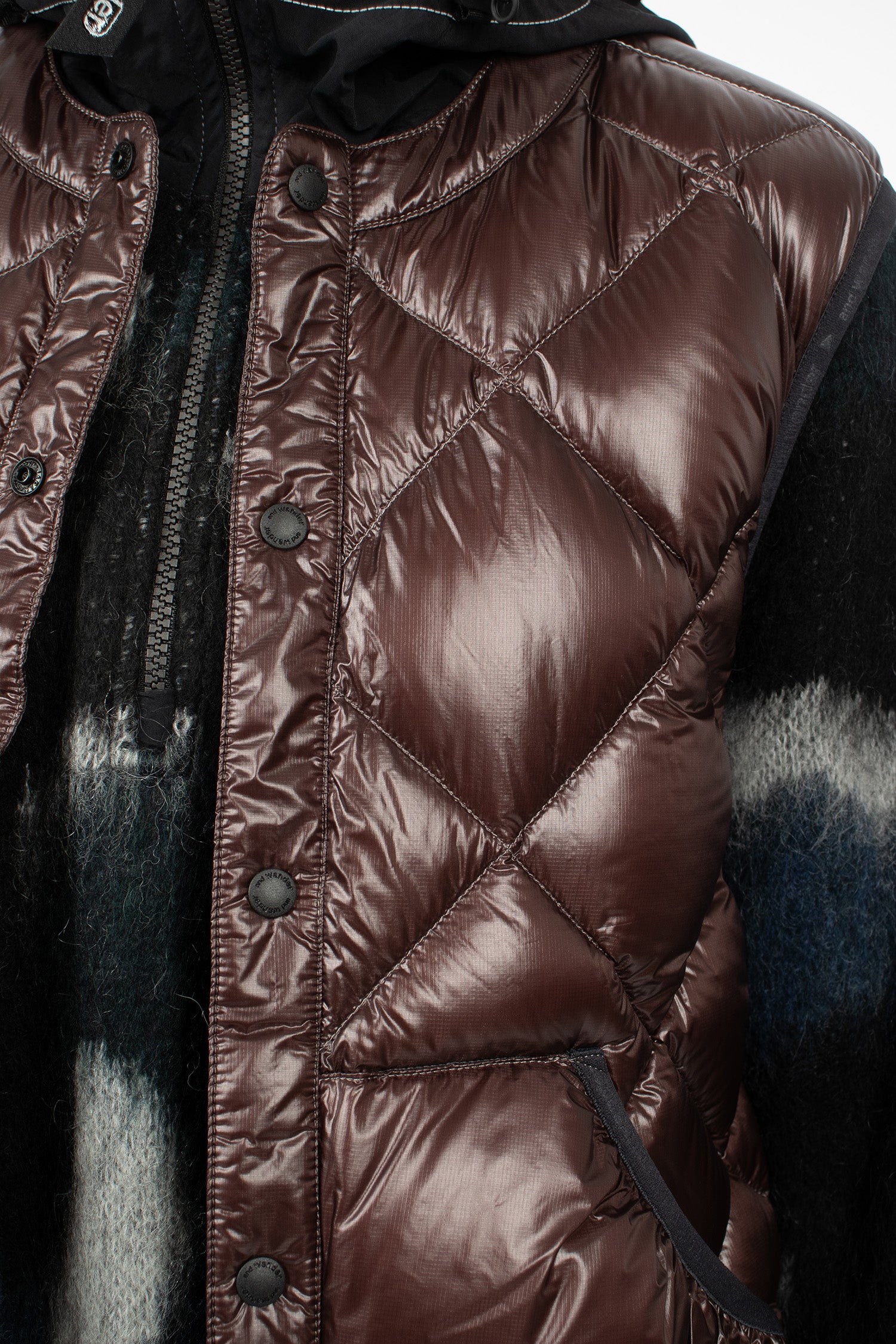 Diamond Stitch Down Vest Dark Brown