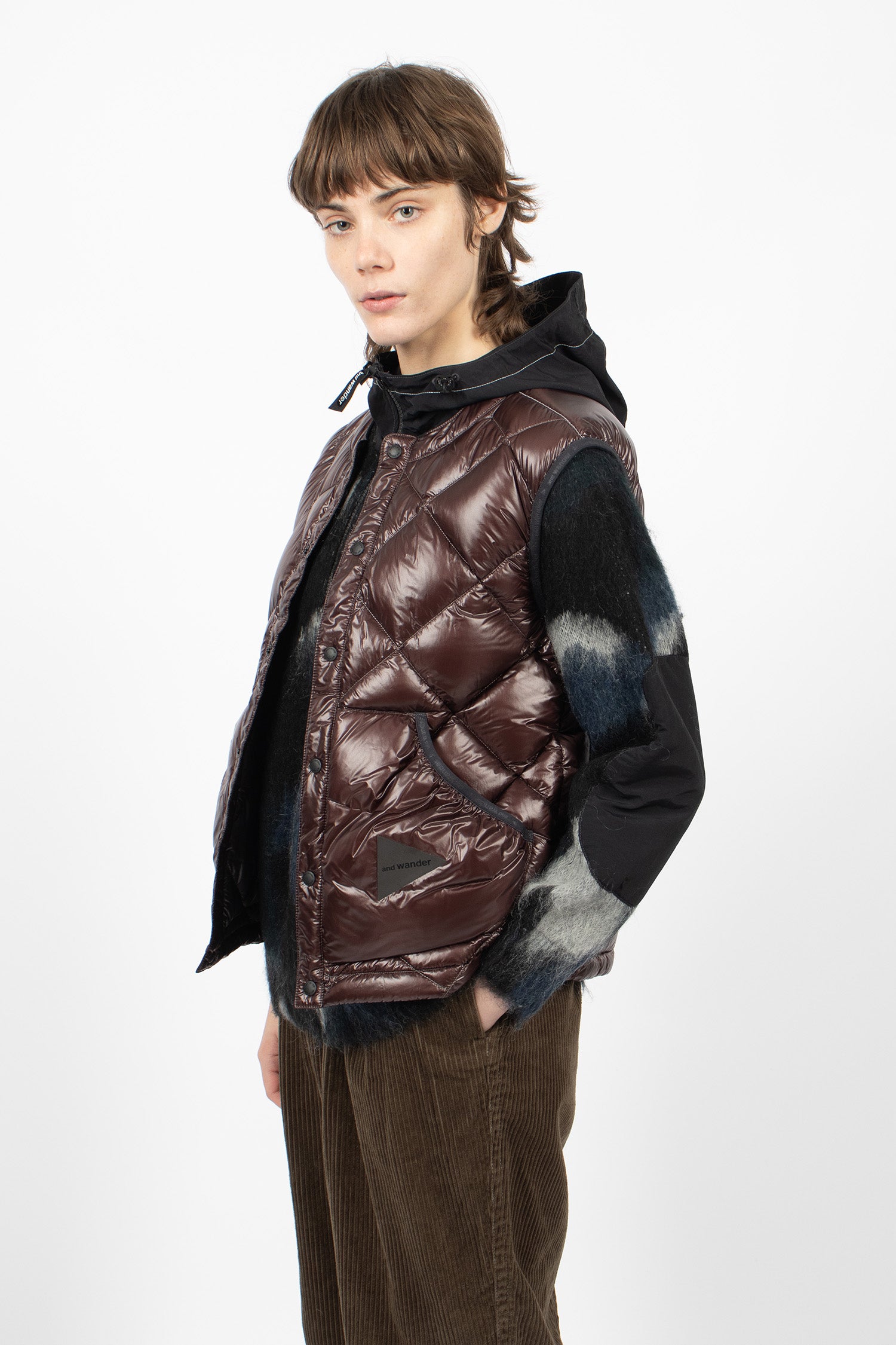 Diamond Stitch Down Vest Dark Brown