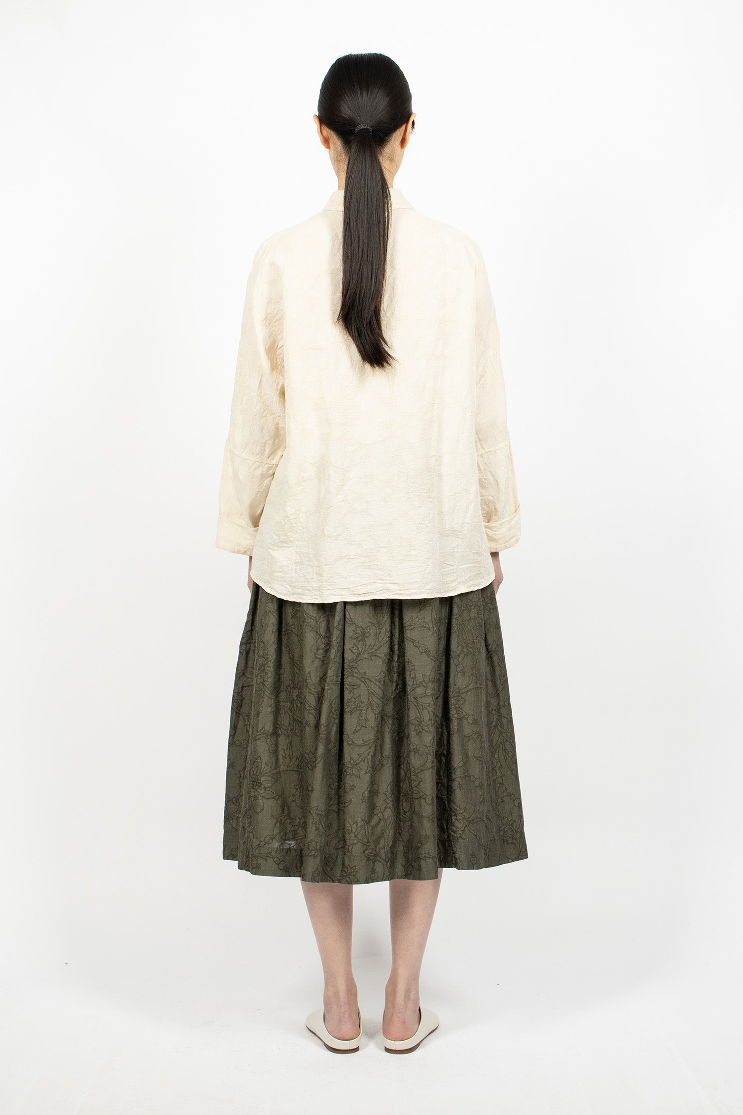 Orsan Simple Rideaux Skirt Khaki