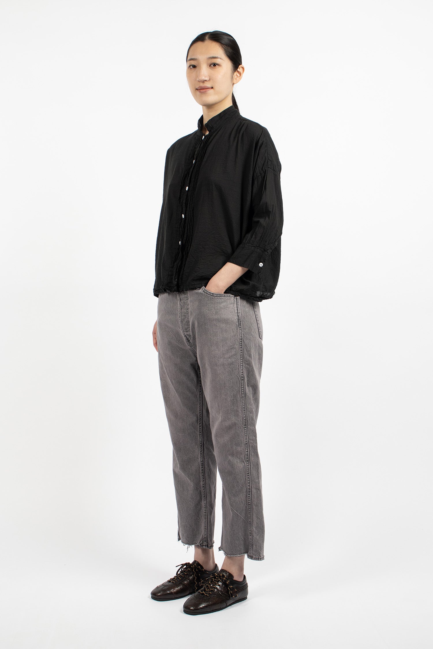 WP01C Selvedge Wide Tapered Jeans Pinkish Grey