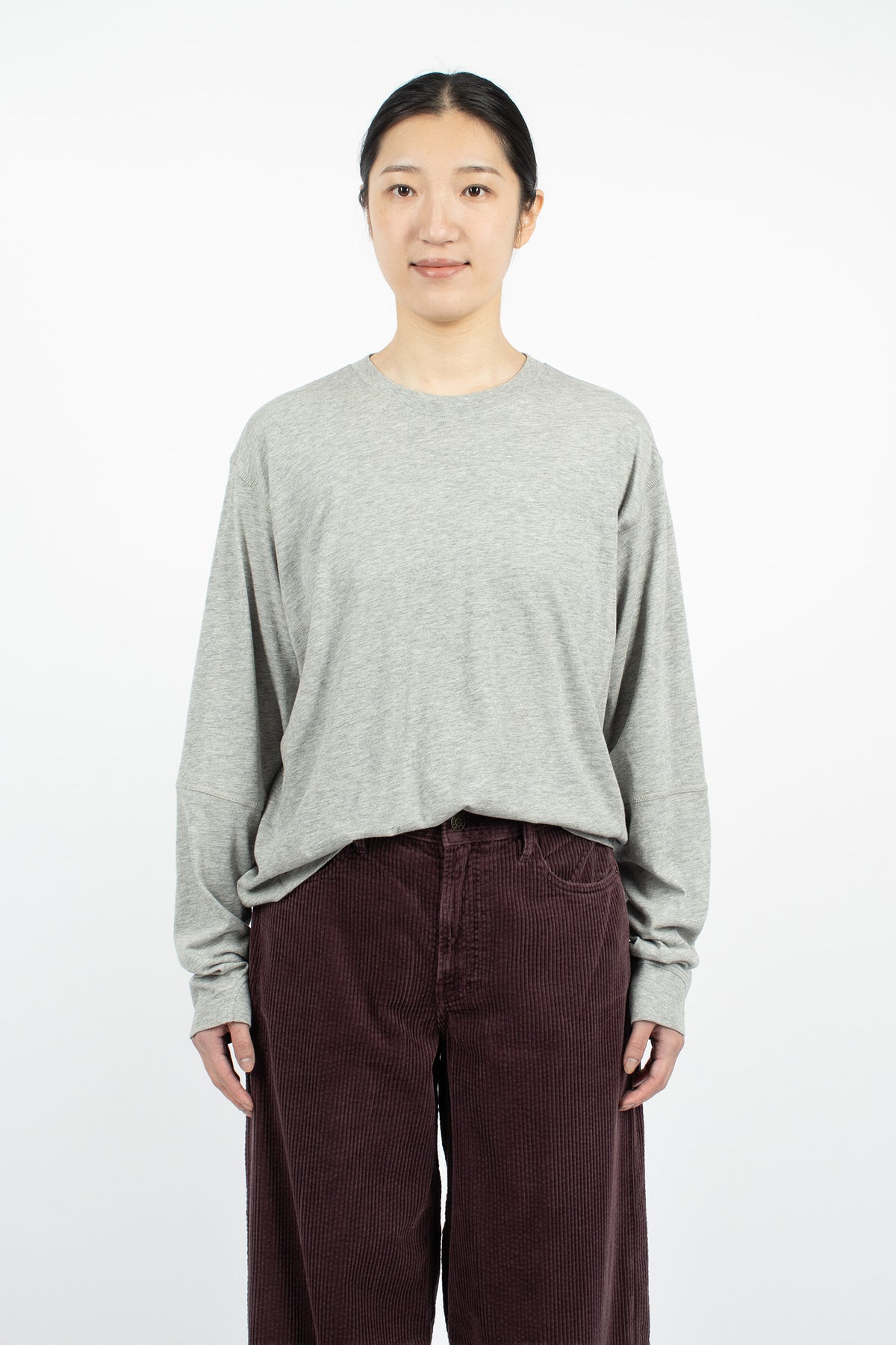 Coverstitch L/S Tee Heather Grey