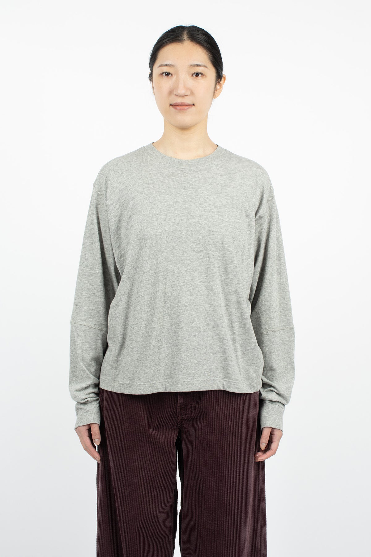 Coverstitch L/S Tee Heather Grey