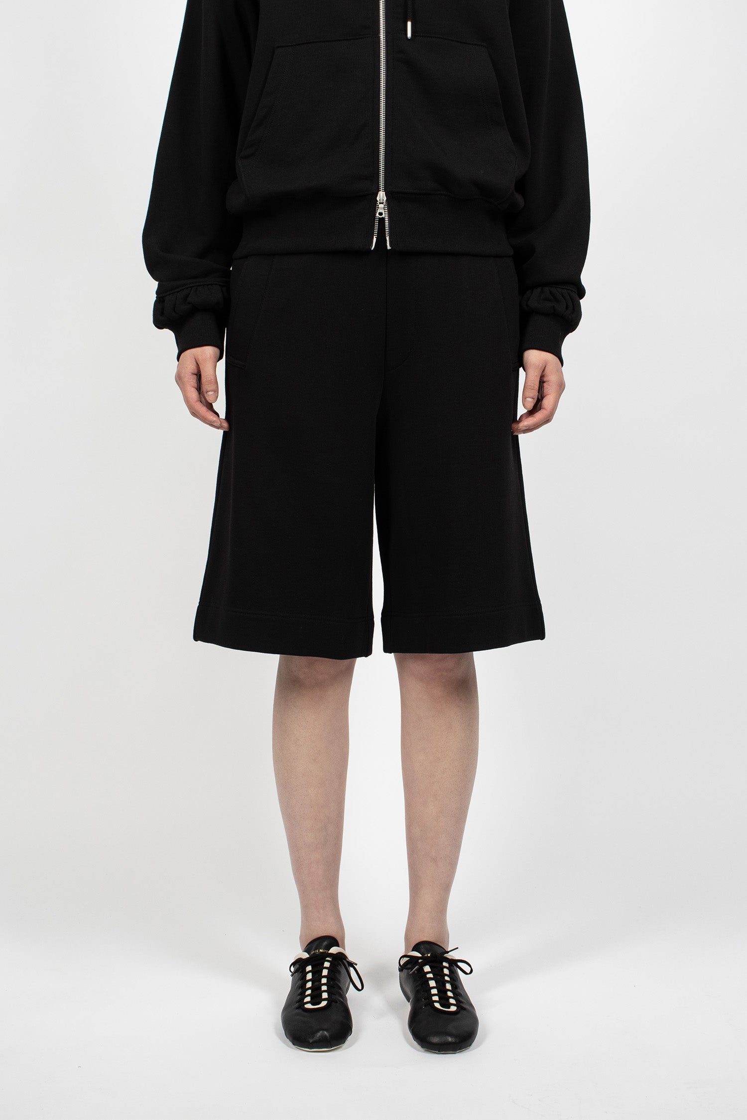 Straight Leg Sweat Shorts Black