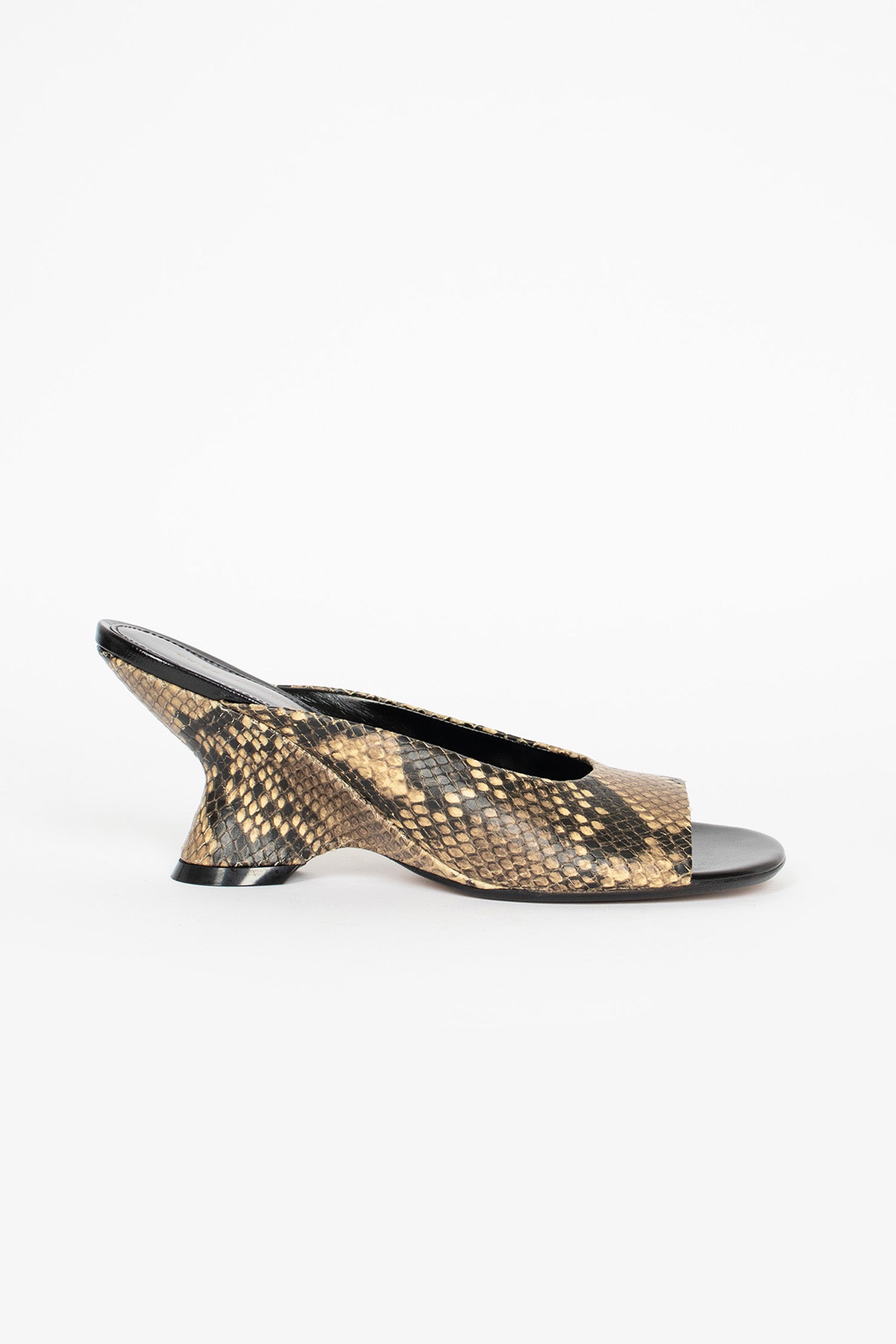 Open-Toe Leather Mules Beige