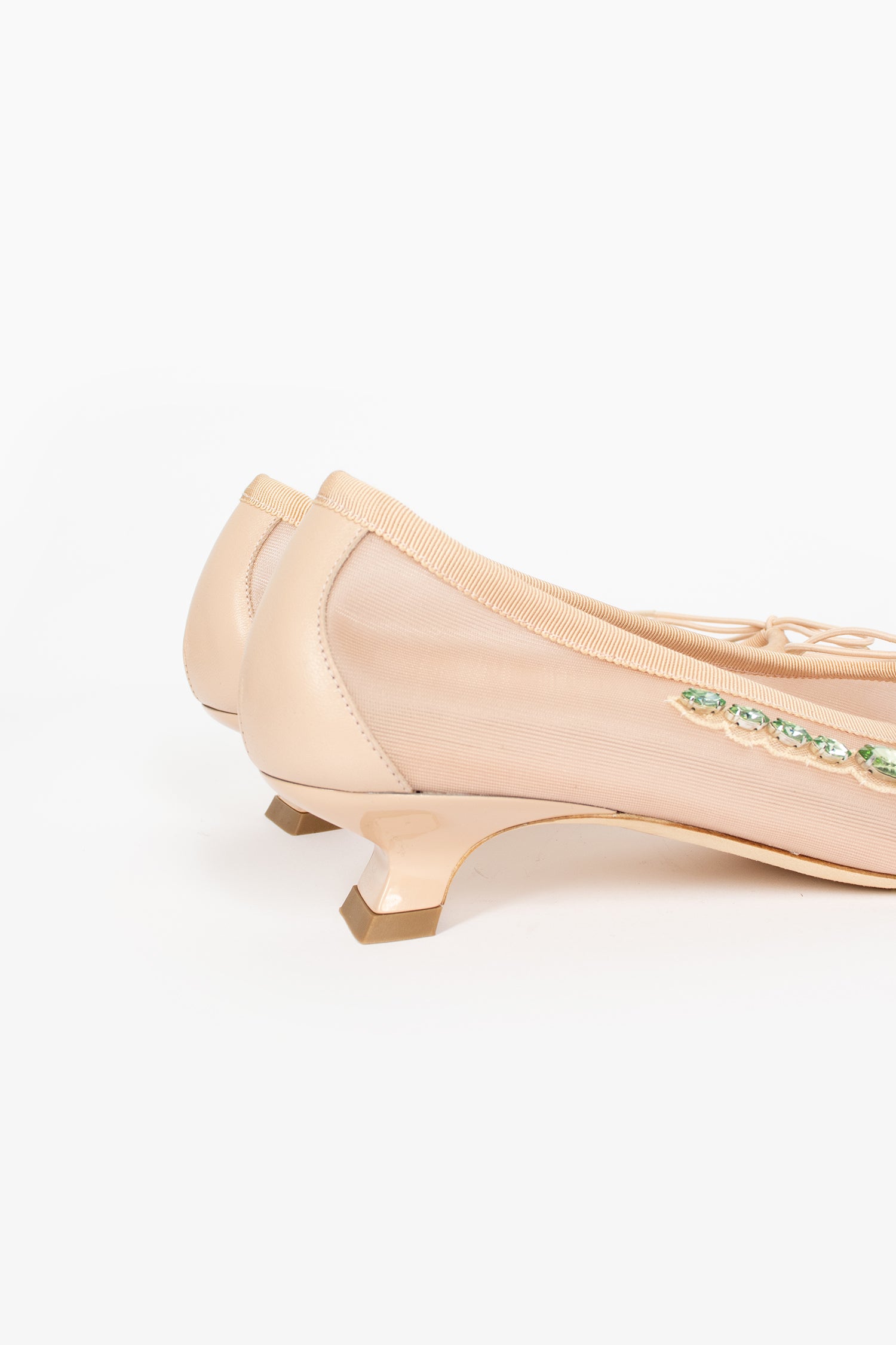 Mesh Embroidery Ballerina Heel Nude/Pink