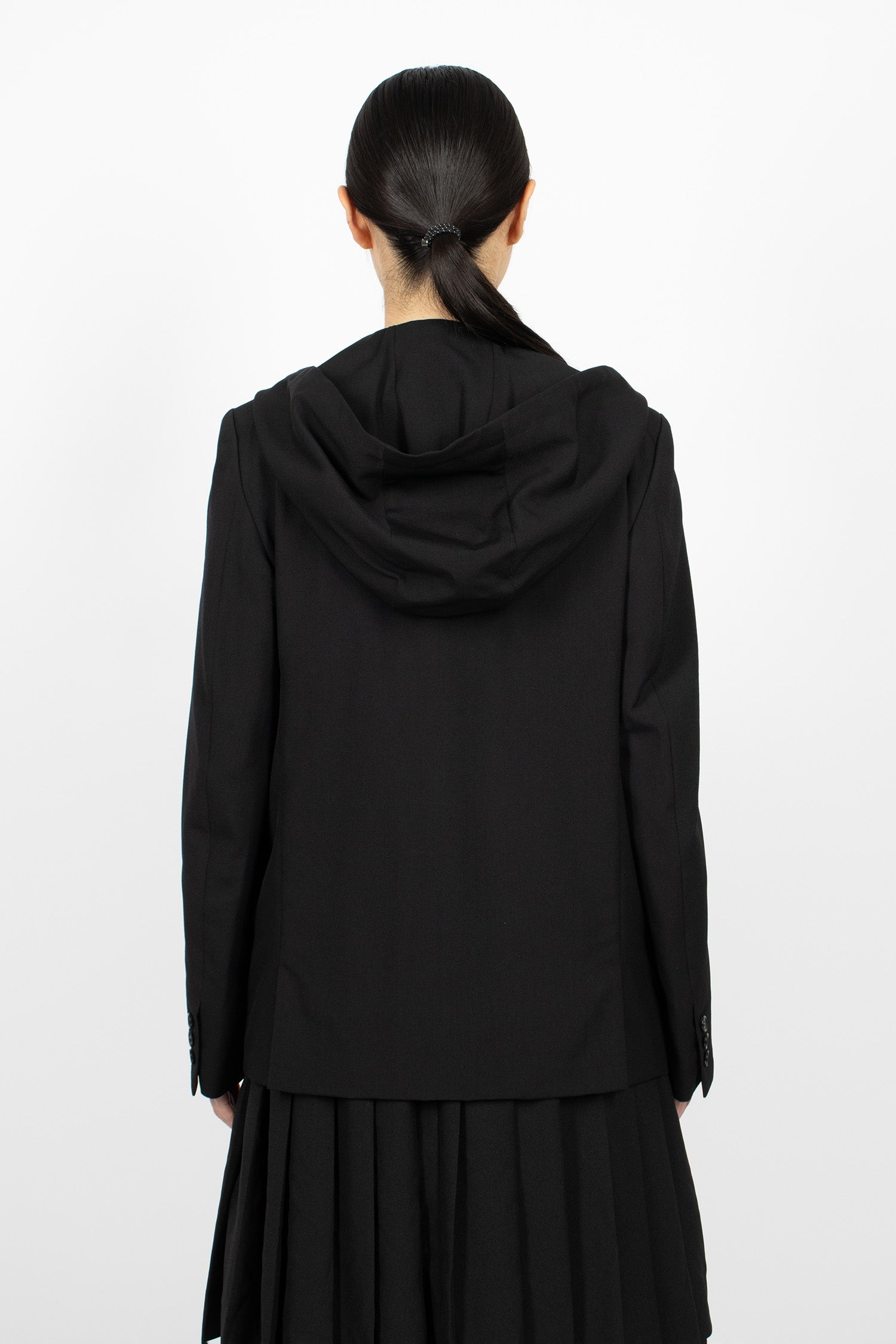 Hooded Twill Blazer Black