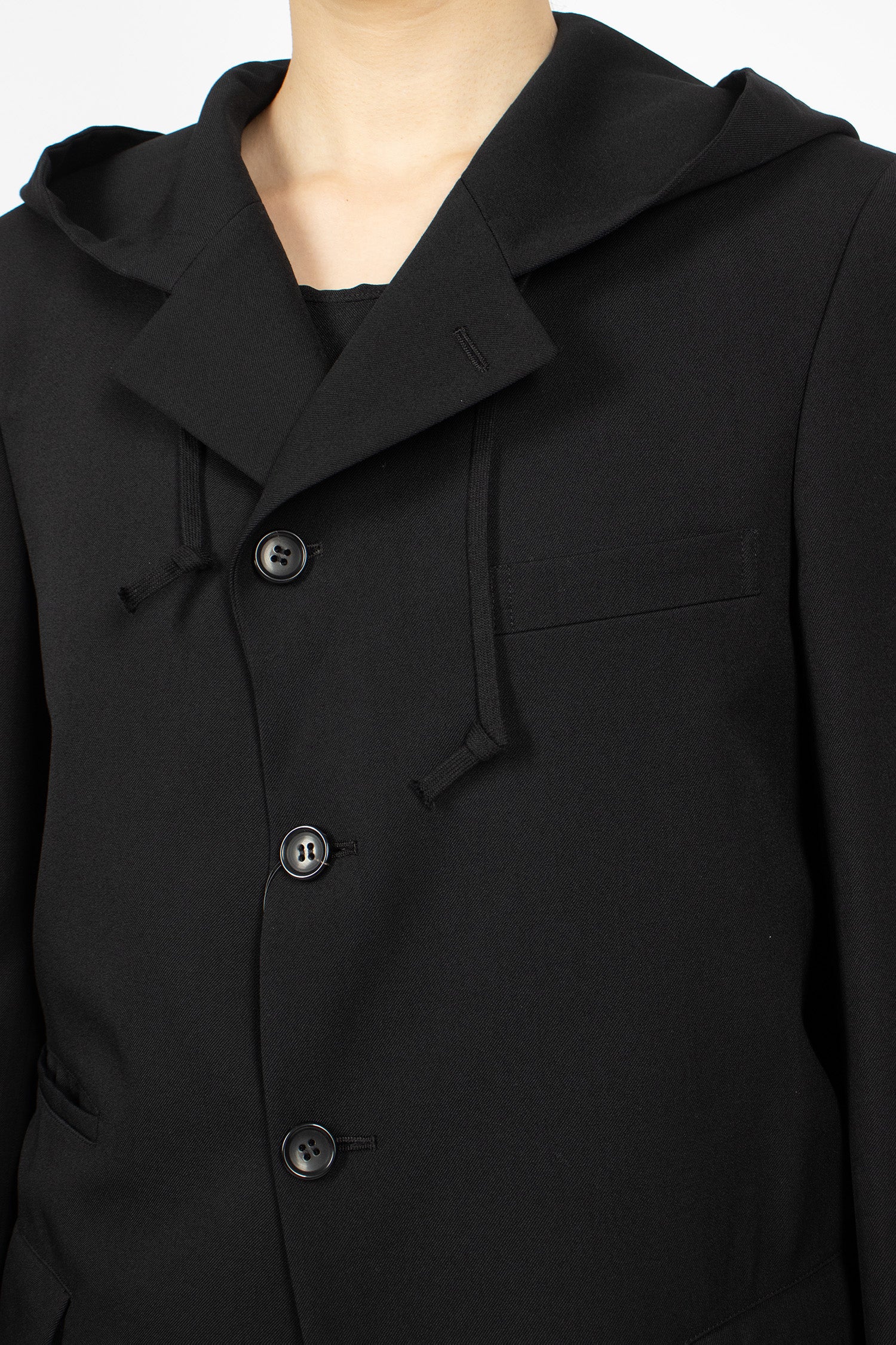 Hooded Twill Blazer Black