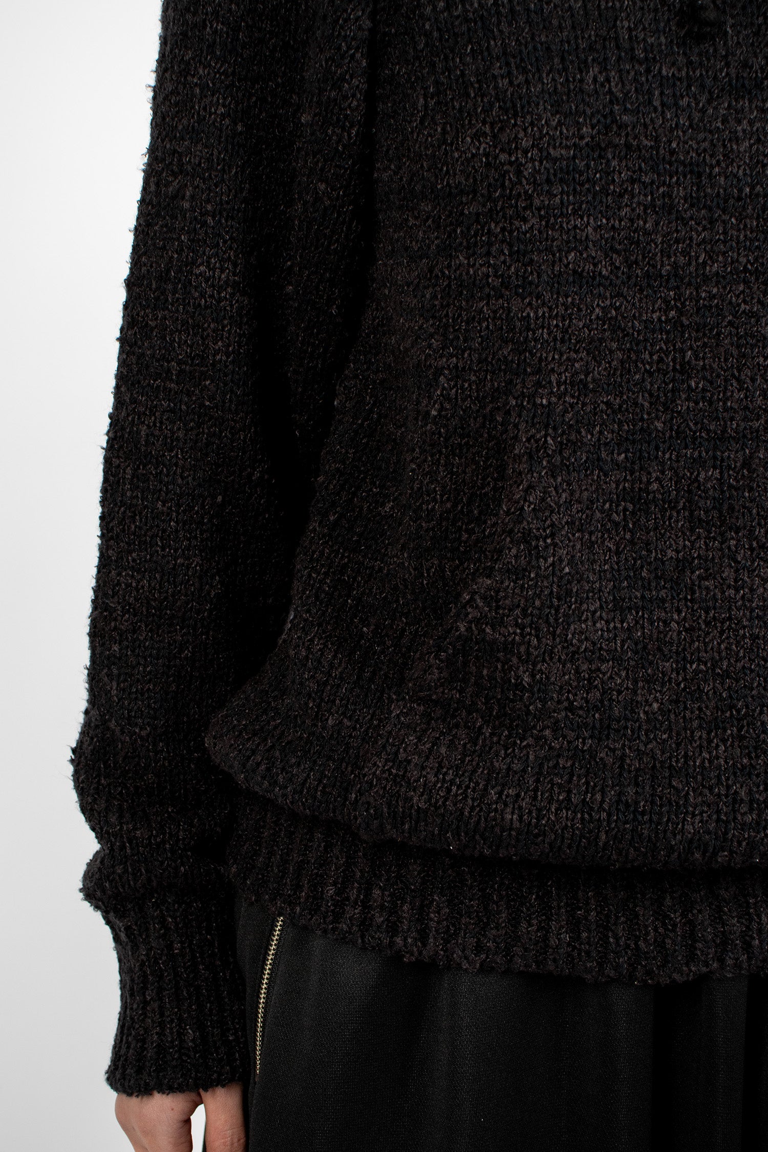 Raglan Knit Hoodie Black