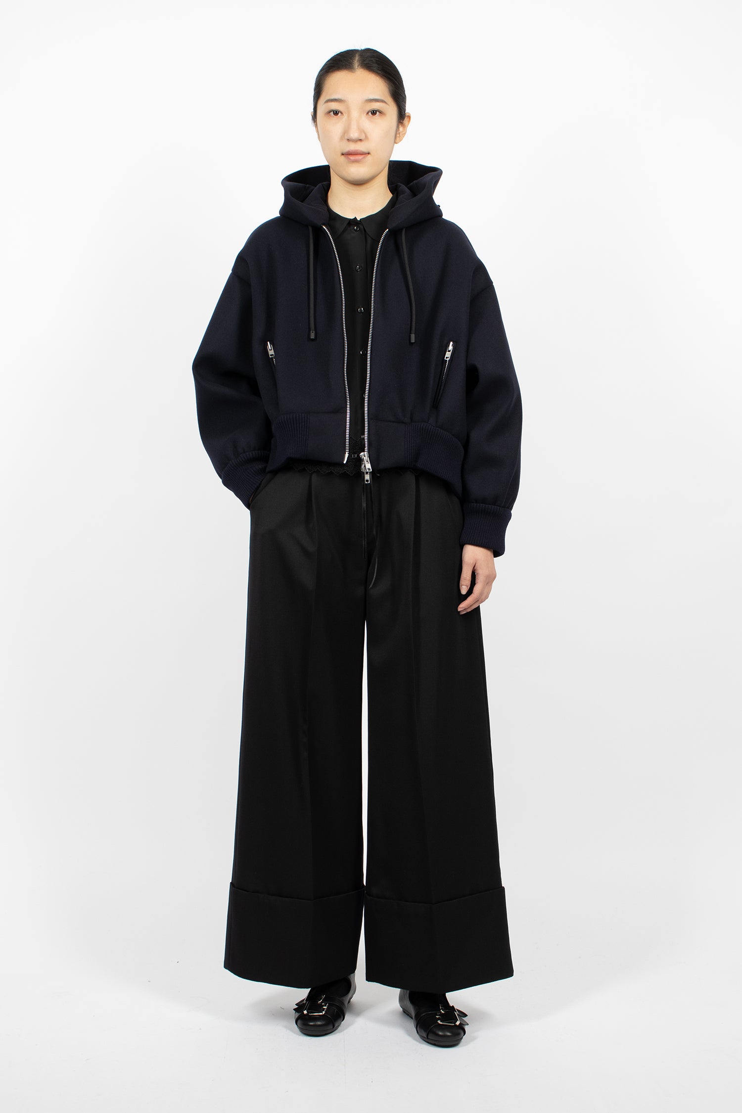 Hooded Zip-Up Bomber Navy/Jet