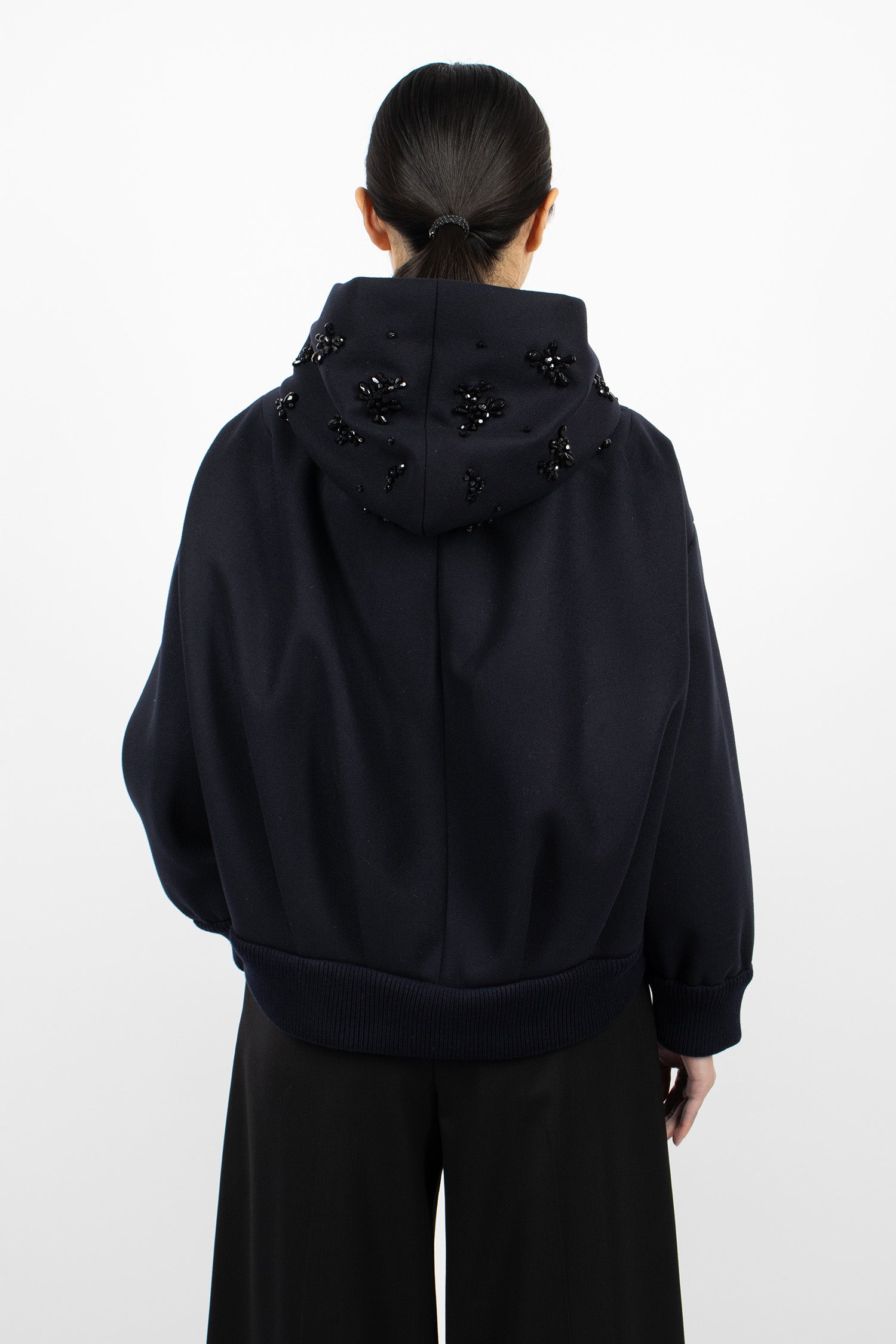 Hooded Zip-Up Bomber Navy/Jet