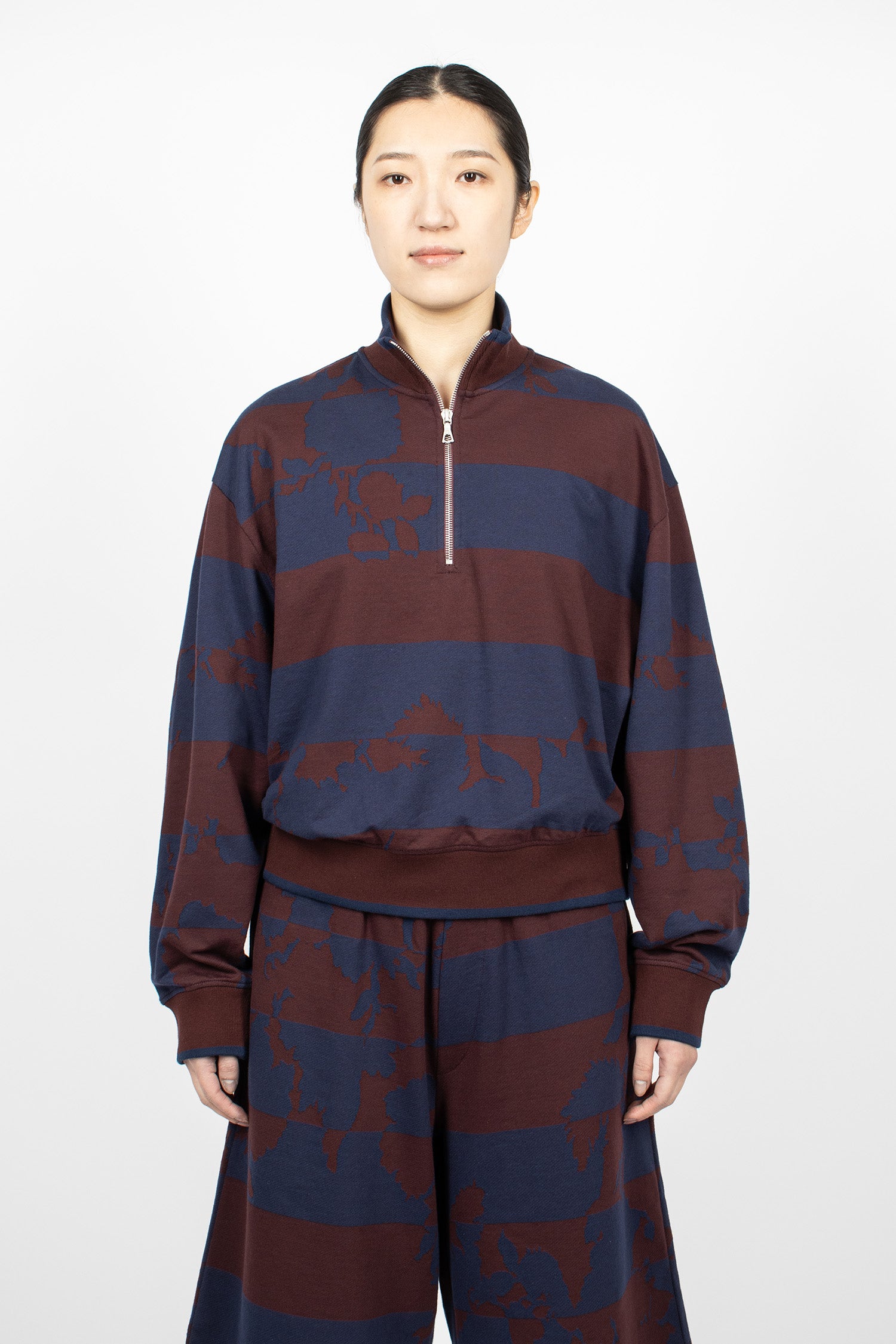 Printed Zip Sweatshirt Burgundy