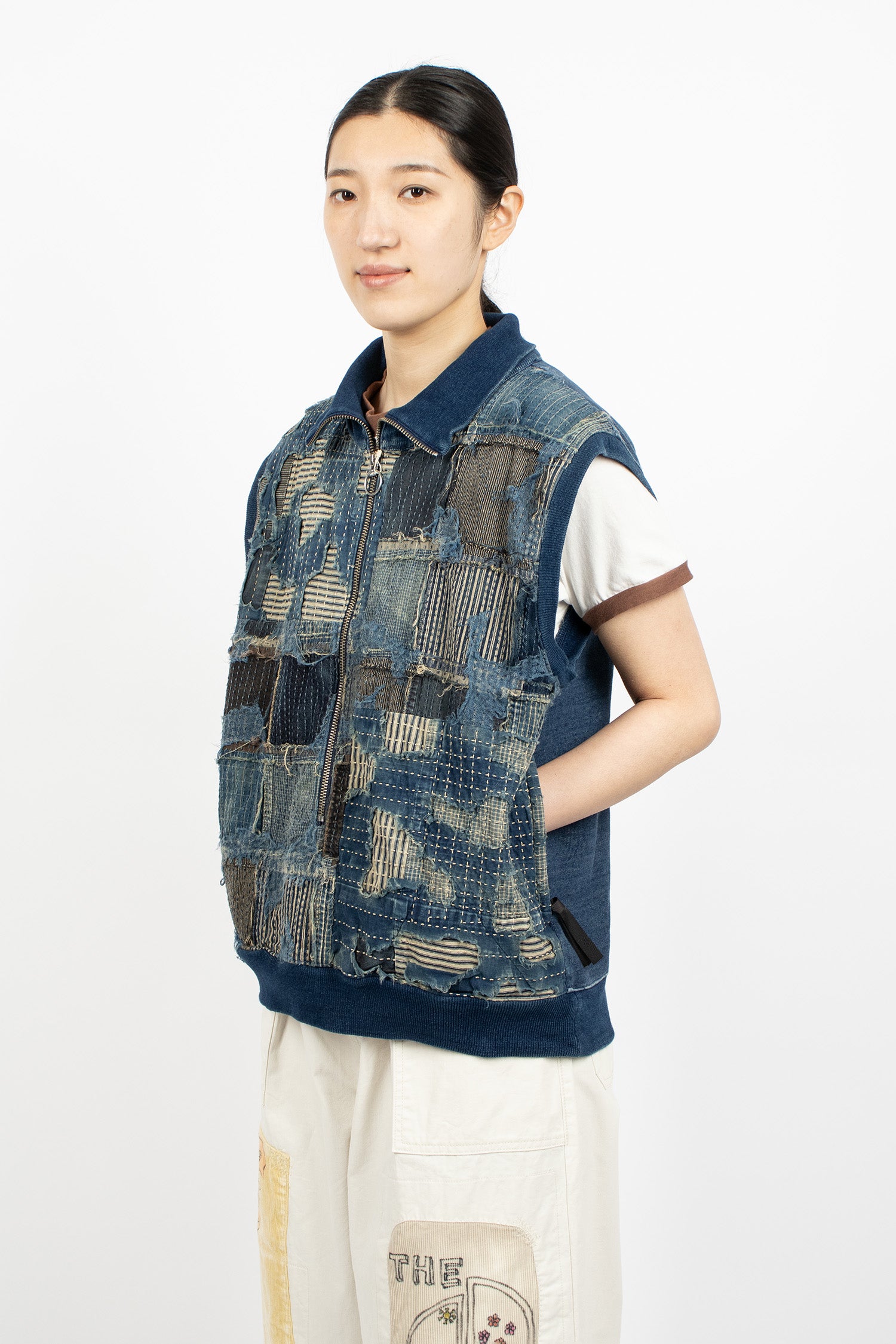 Boro x IDG SWT Knit Half Zip Vest Indigo