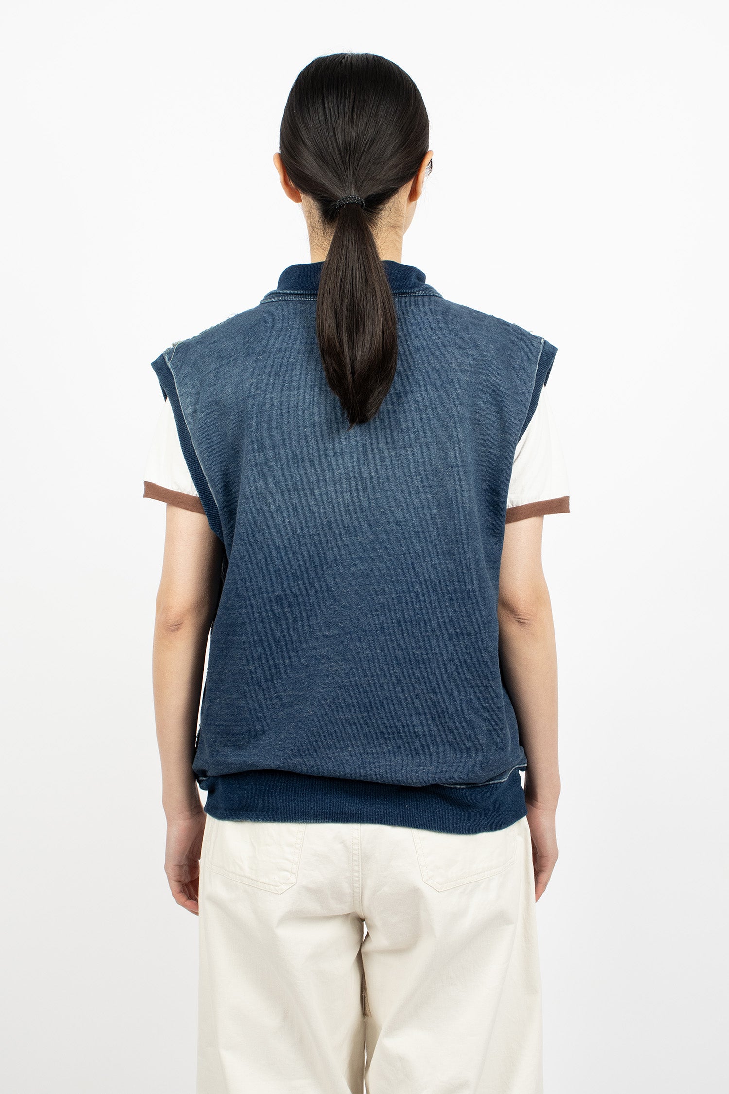 トップス sillage Indigo stitch vest Boro x IDG SWT Knit Half Zip Vest Indigo
