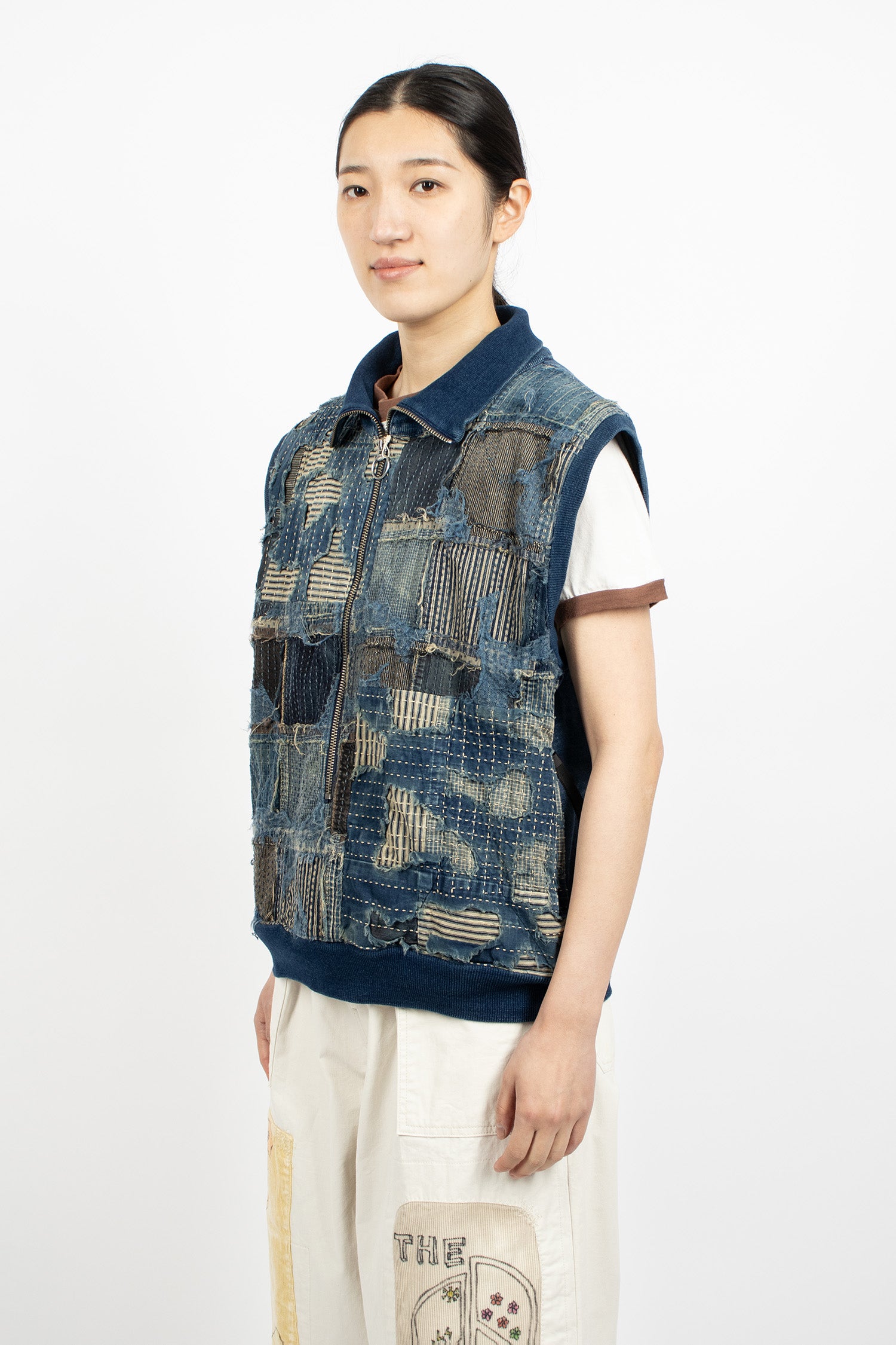 Boro x IDG SWT Knit Half Zip Vest Indigo