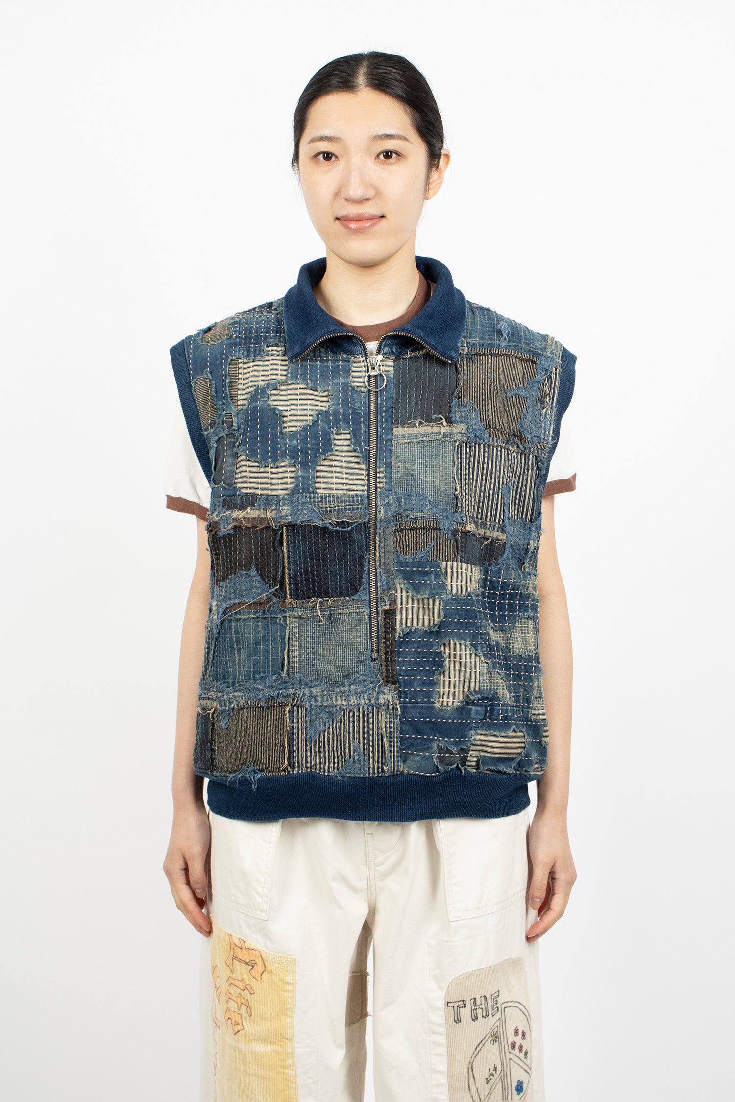 Boro x IDG SWT Knit Half Zip Vest Indigo