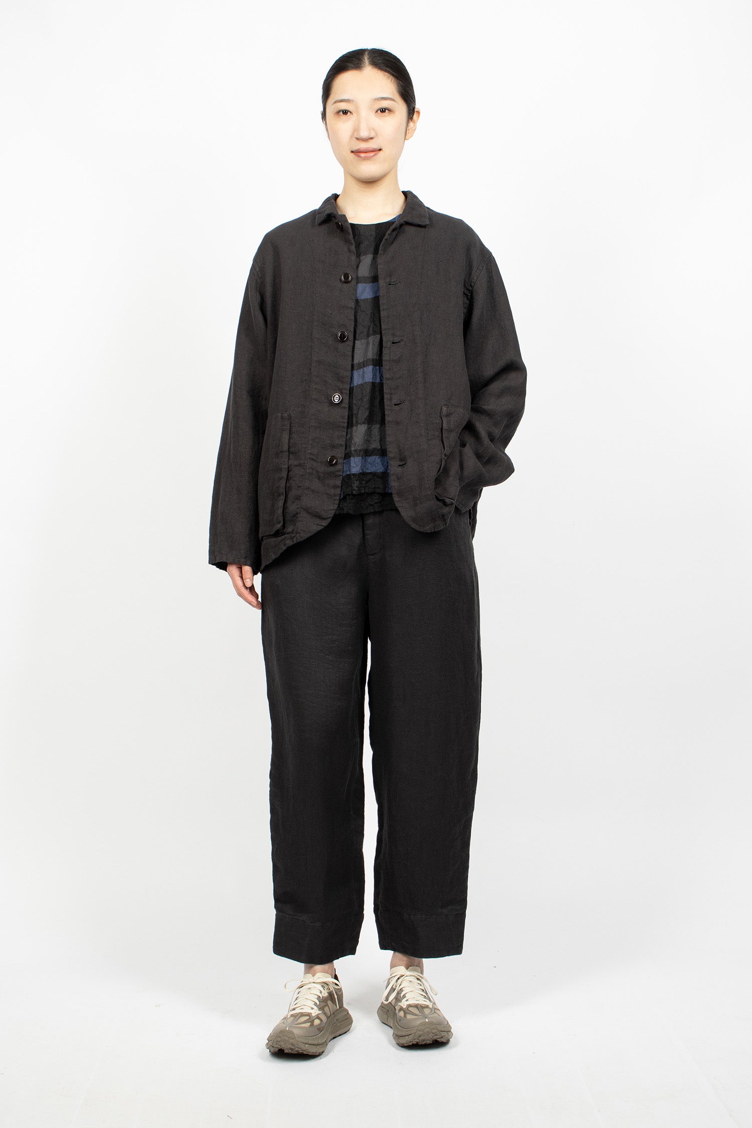 Soft Linen Twill Blouson Dark Charcoal
