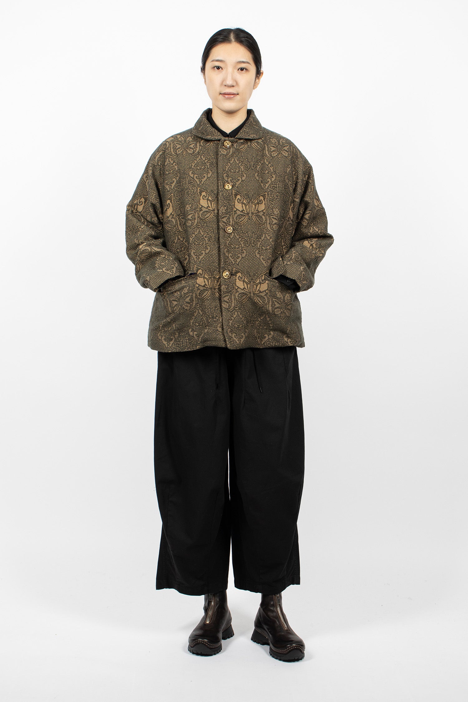 Stand Collar Jacket Papillon Jacquard