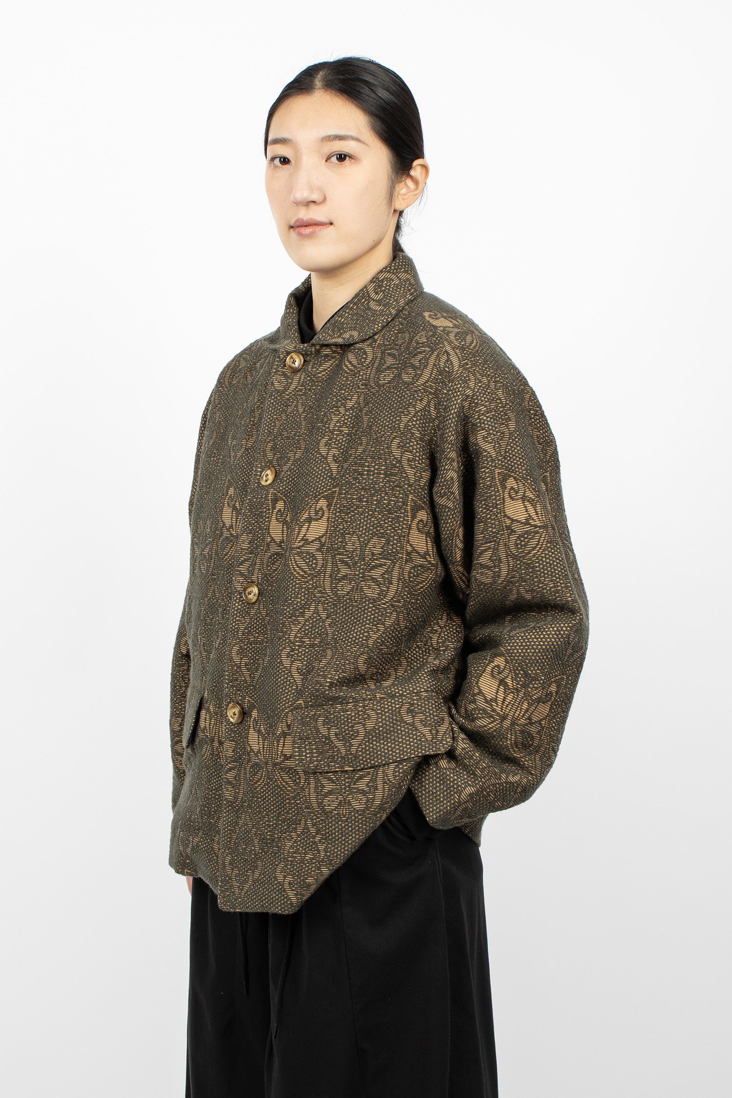 Stand Collar Jacket Papillon Jacquard
