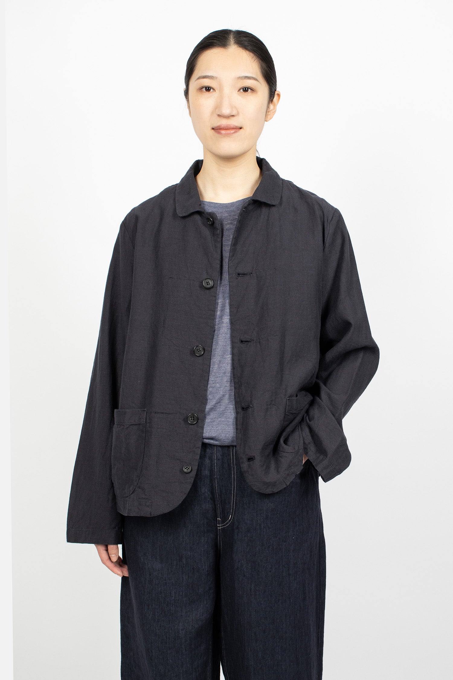 Linen Cotton Ramie Jacket Navy