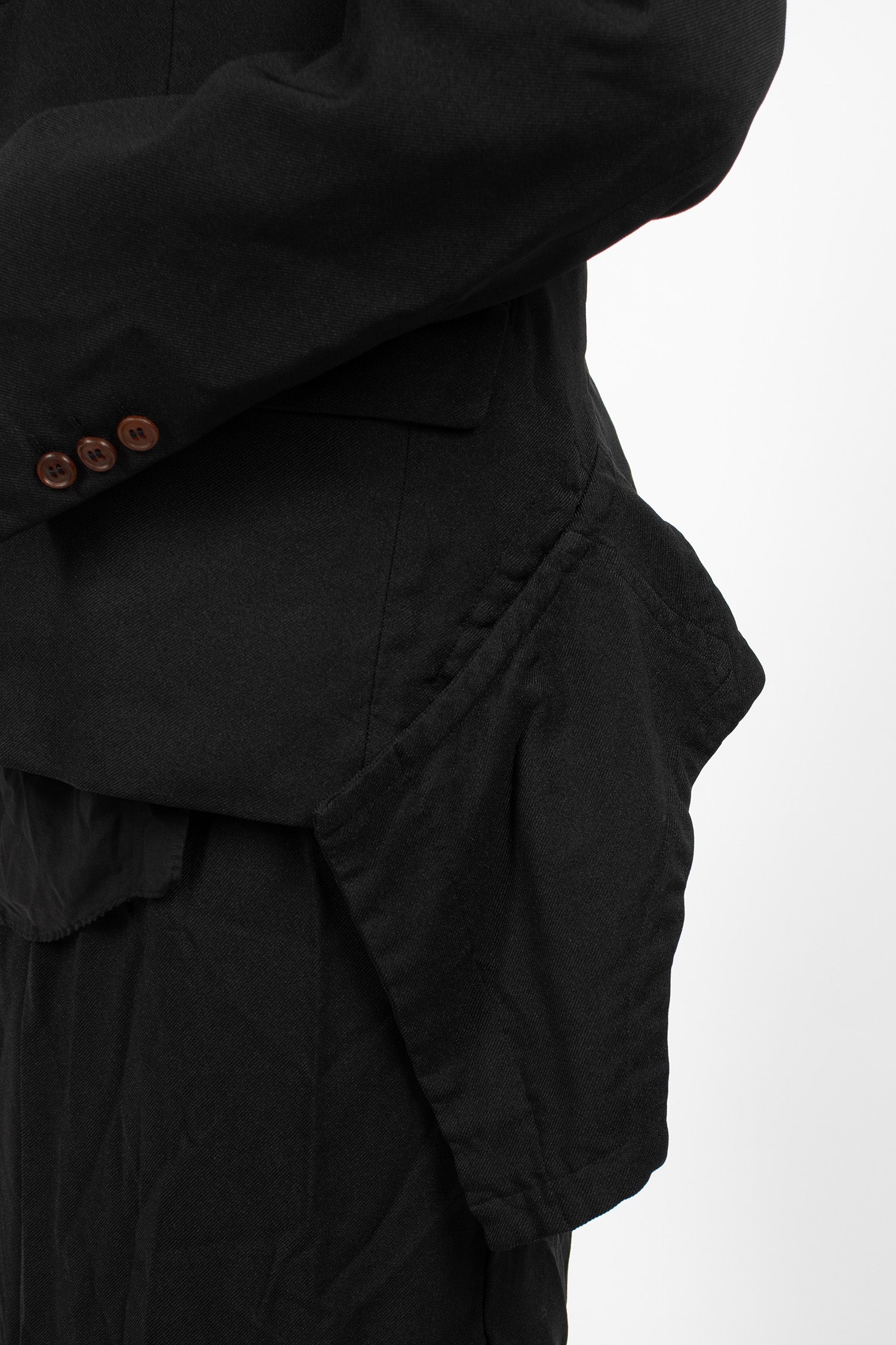 Draped Panel Twill Jacket Black