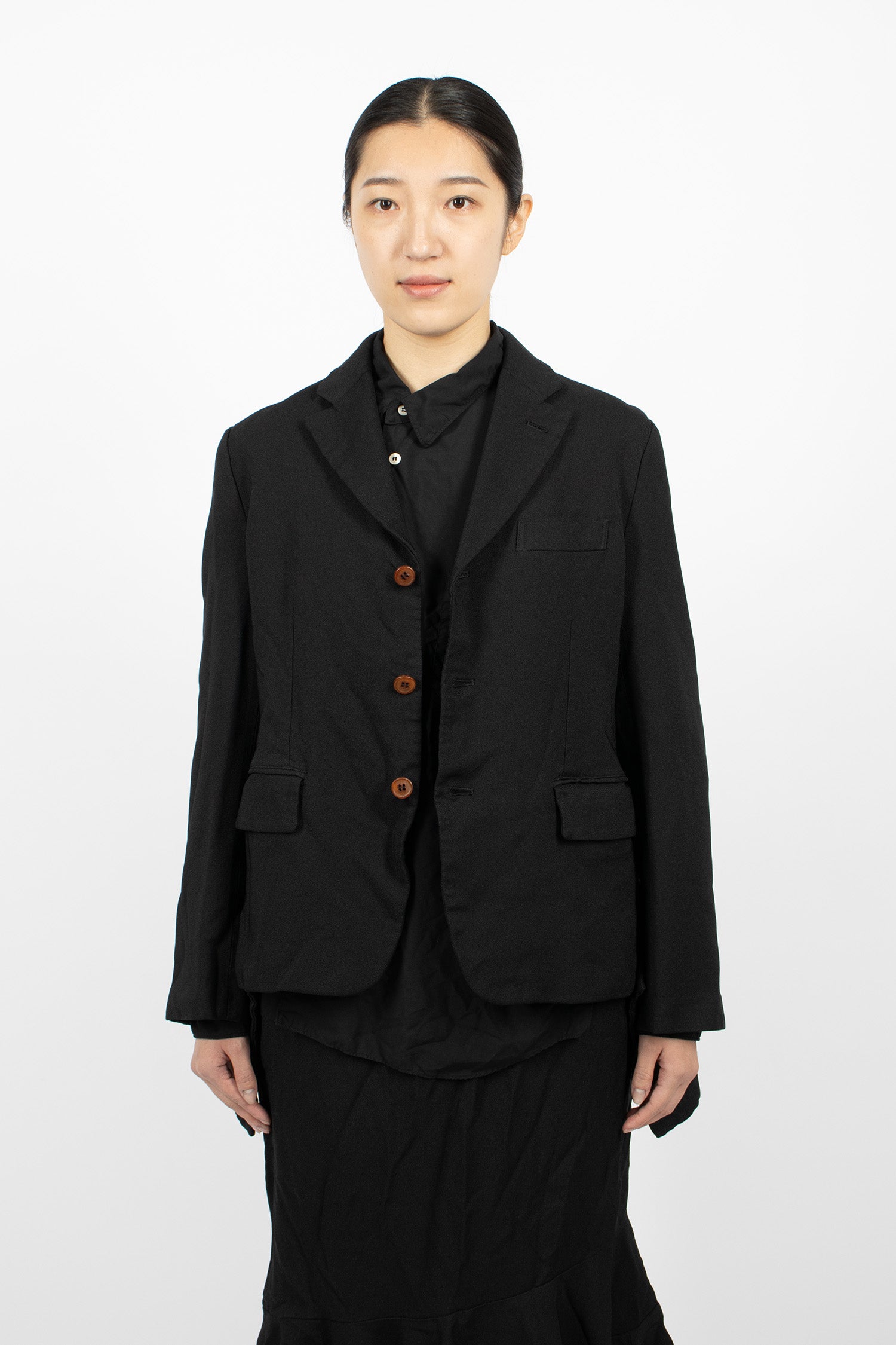 Draped Panel Twill Jacket Black