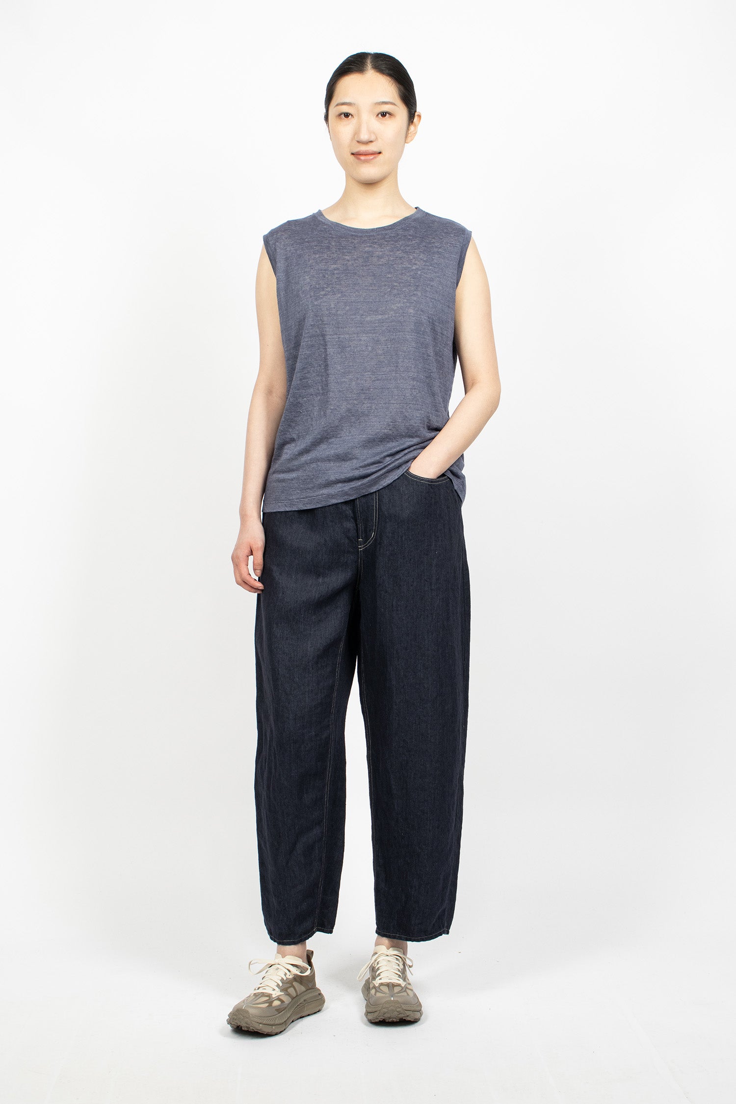 Linen Plainstitch Tank Top Indigo