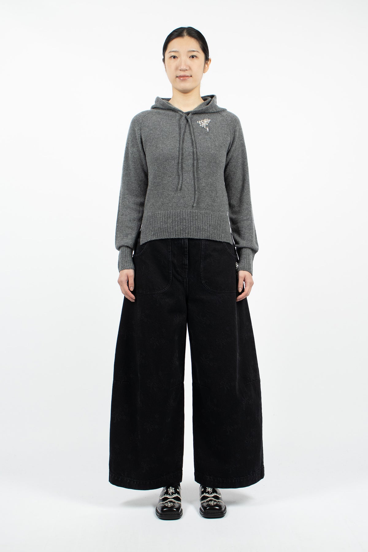 Cropped Wide Leg Curve Jeans Black/Pearl/Clear