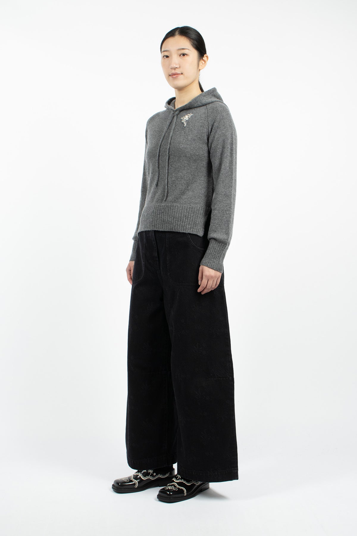 Cropped Wide Leg Curve Jeans Black/Pearl/Clear