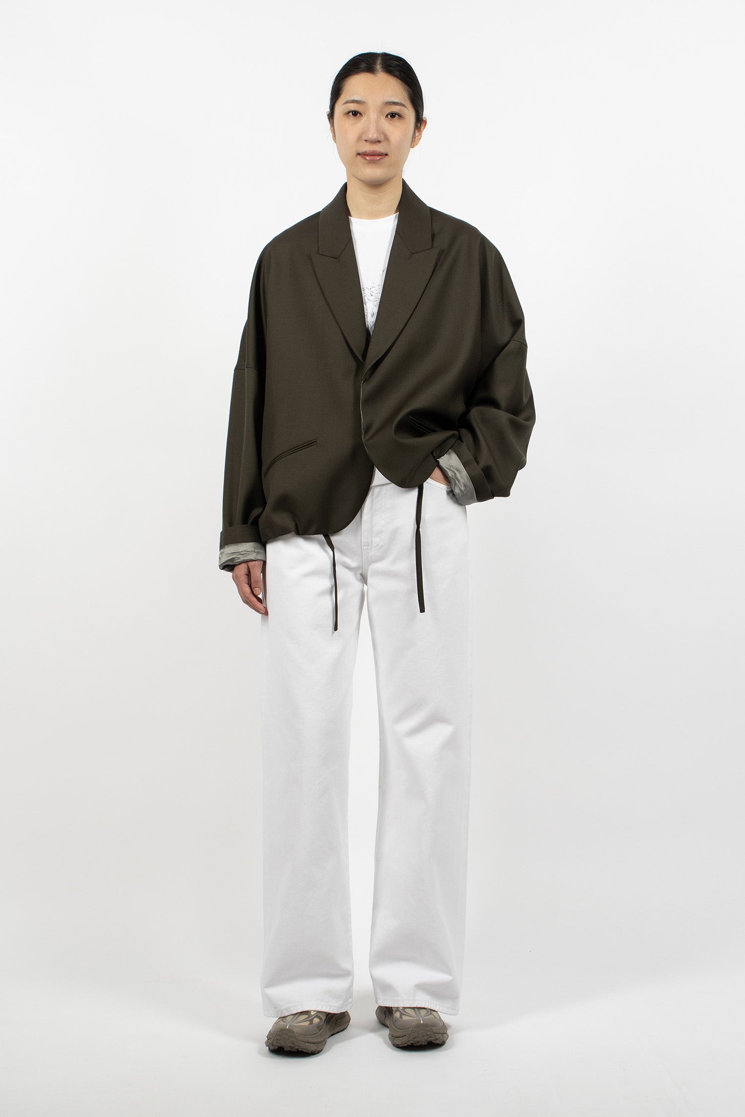 Relaxed Cardigan Blazer Army